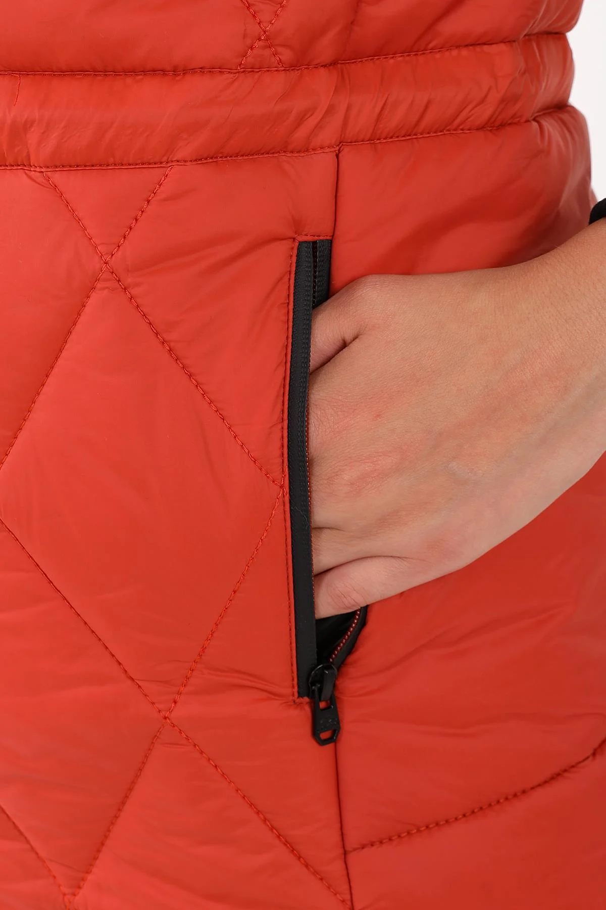 Maraton Regular Kadın Kapüşonlu Kiremit Yelek - 7