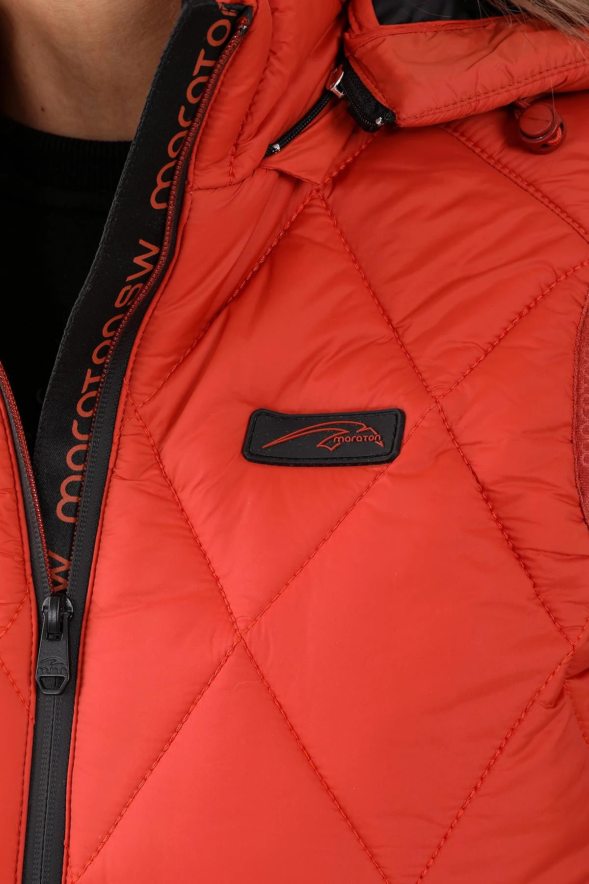 Maraton Regular Kadın Kapüşonlu Kiremit Yelek - 8