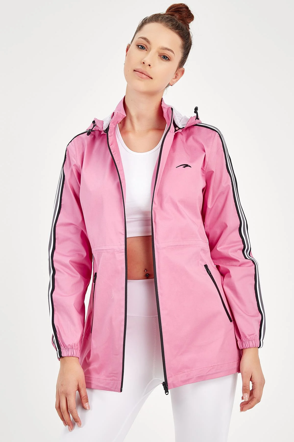 Maraton Regular Kadın Kapüşonlu Pembe Ceket