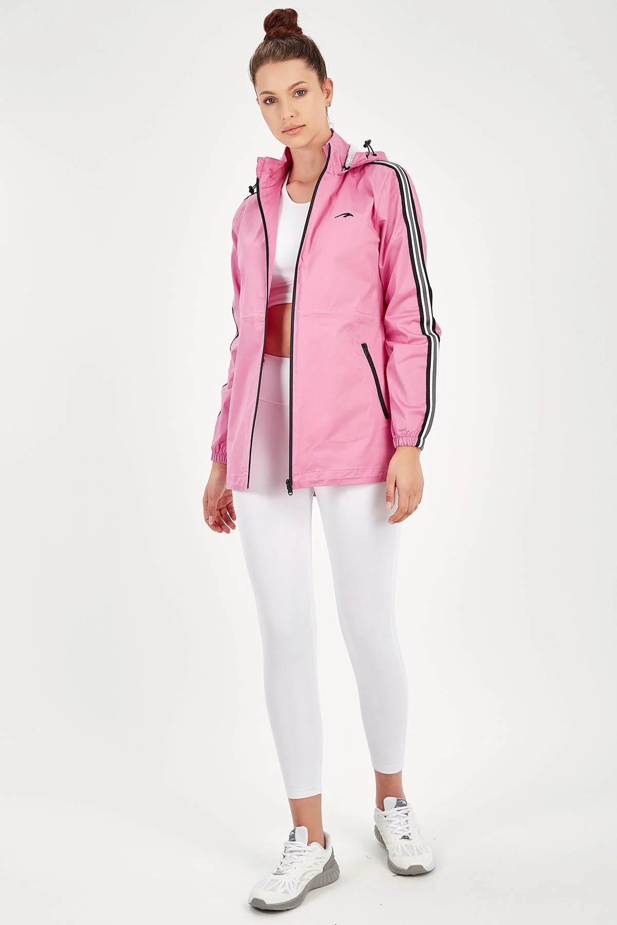 Maraton Regular Kadın Kapüşonlu Pembe Ceket - 4