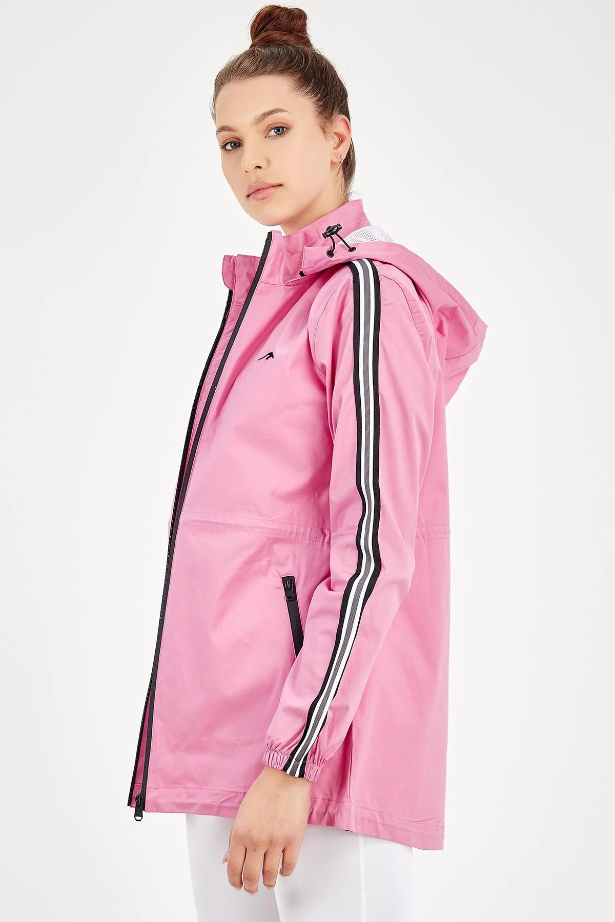 Maraton Regular Kadın Kapüşonlu Pembe Ceket - 5