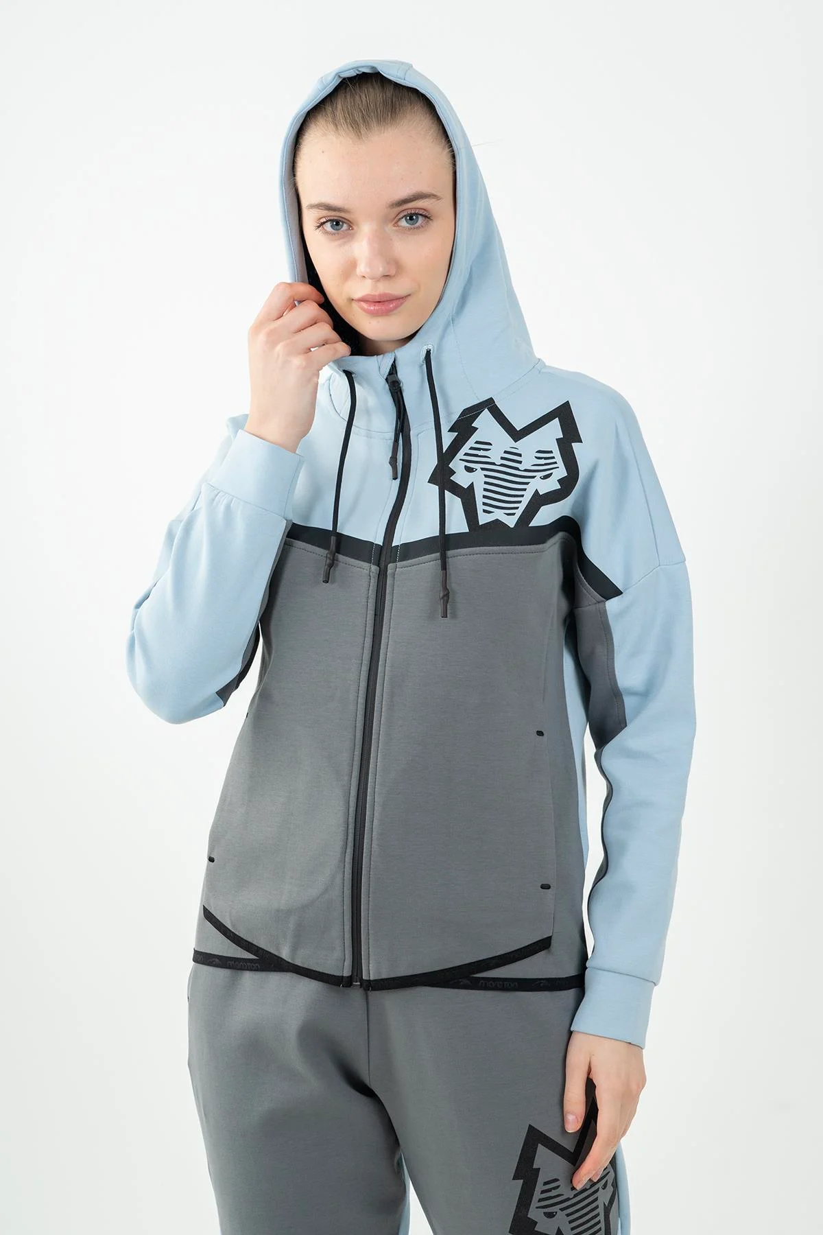 Maraton Regular Kadın Kapüşonlu Sislimavi Tracktop - 4