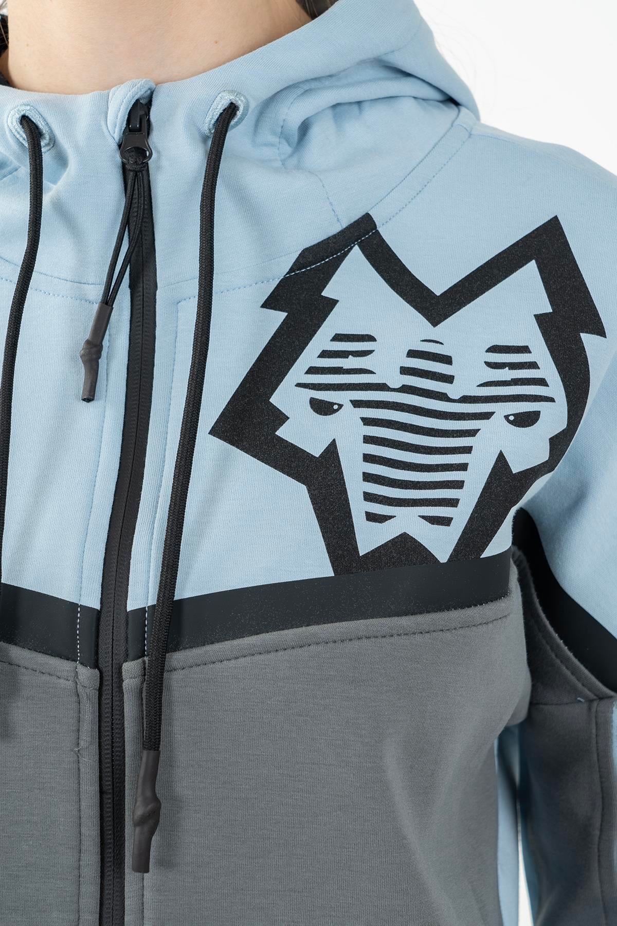 Maraton Regular Kadın Kapüşonlu Sislimavi Tracktop - 7