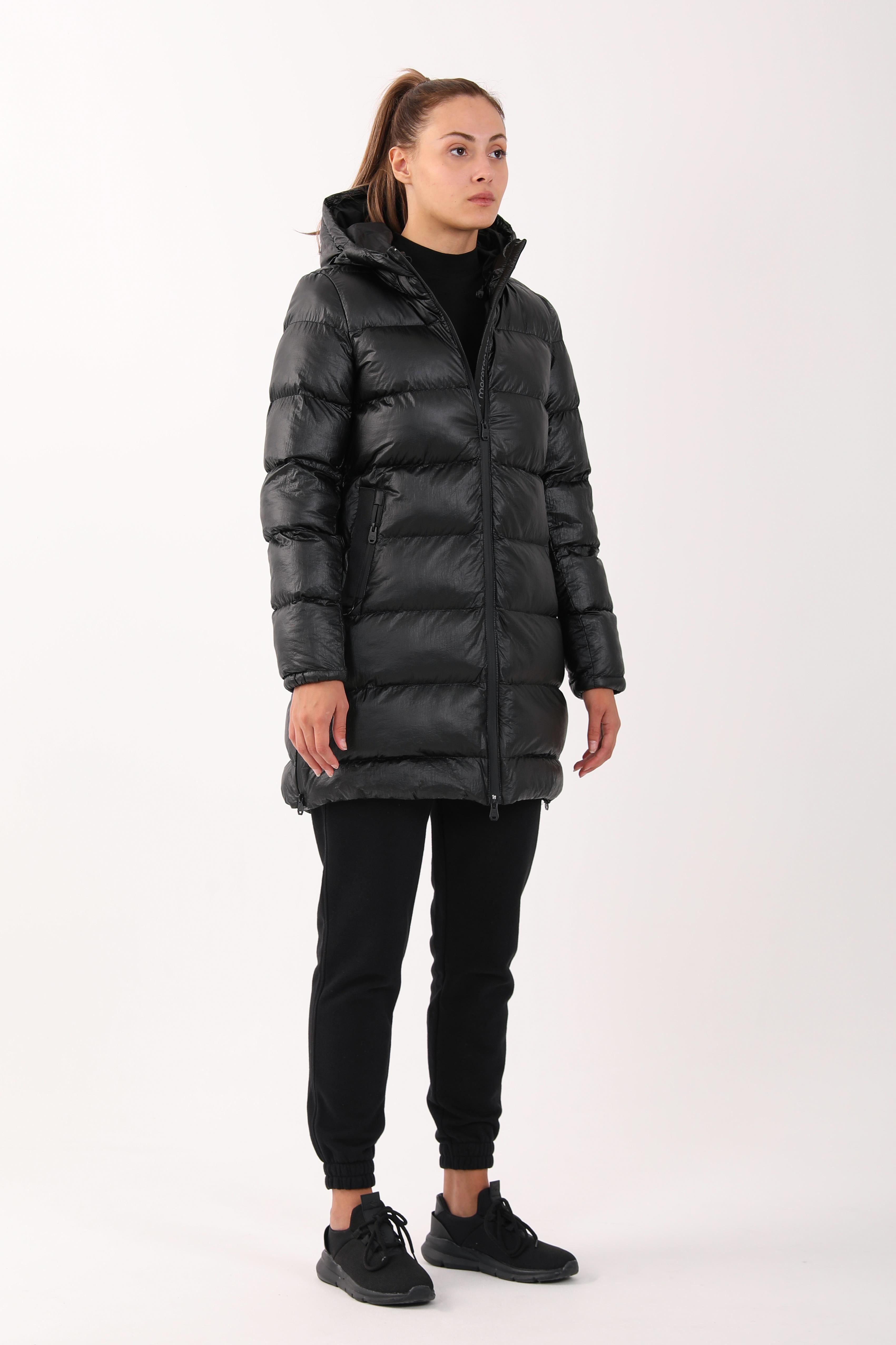 Maraton Regular Kadın Kapüşonlu Siyah Parka - 4