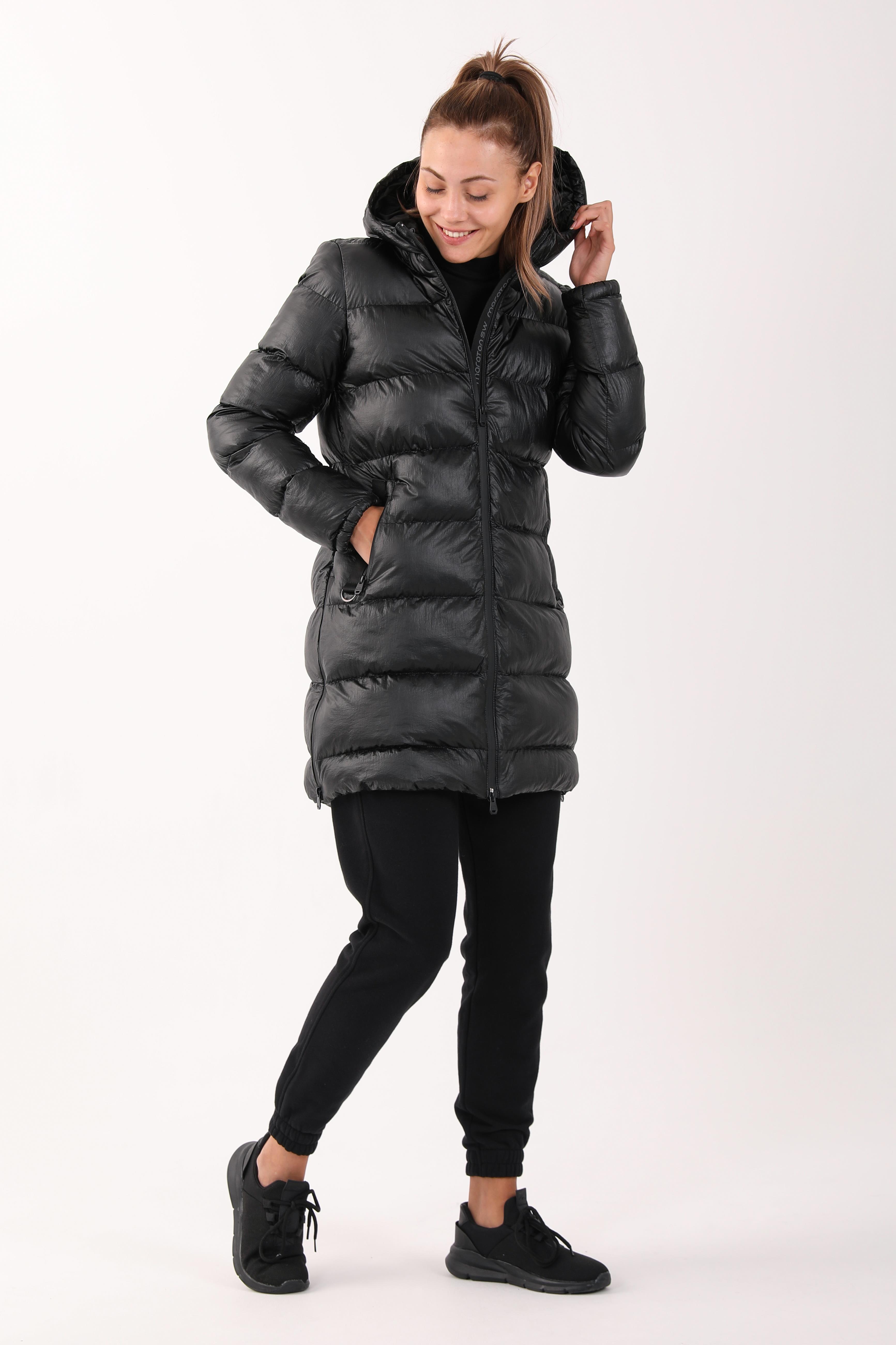 Maraton Regular Kadın Kapüşonlu Siyah Parka - 6