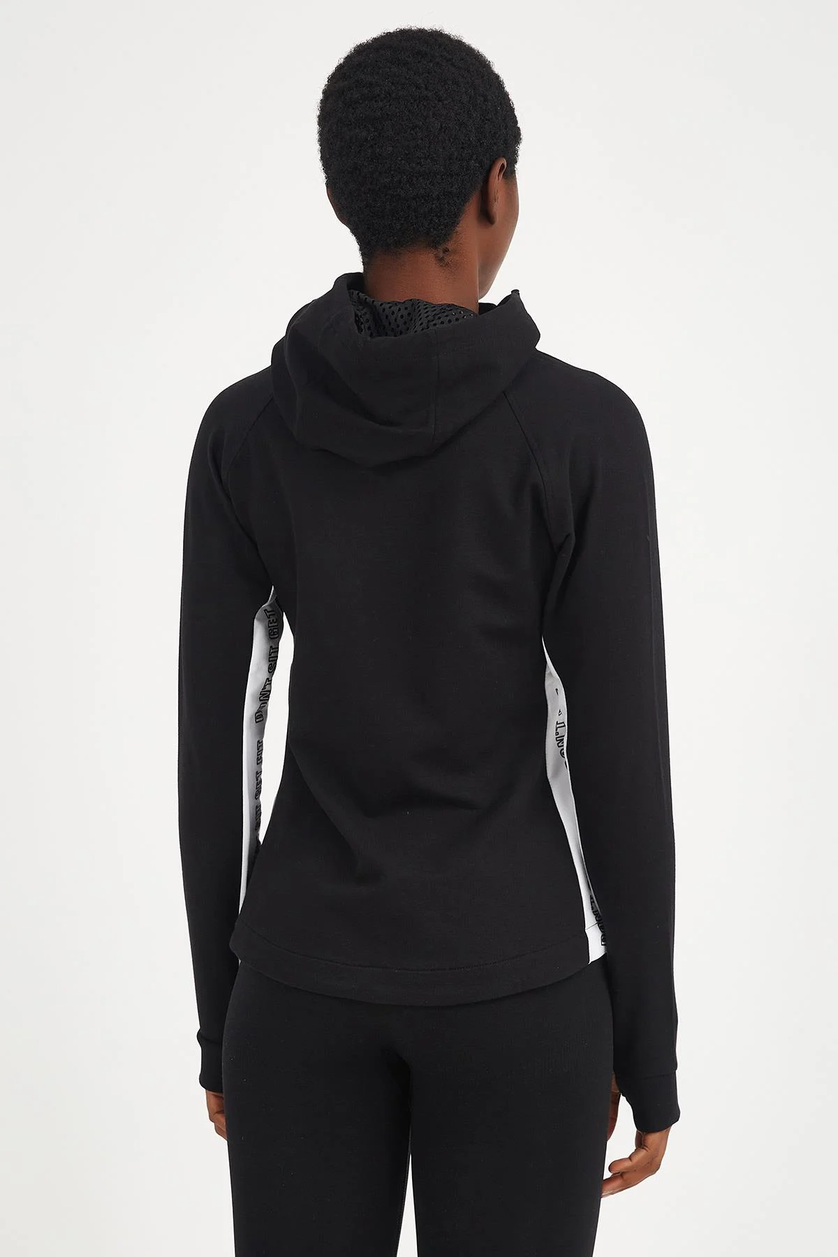 Maraton Regular Kadın Kapüşonlu Siyah Tracktop - 3