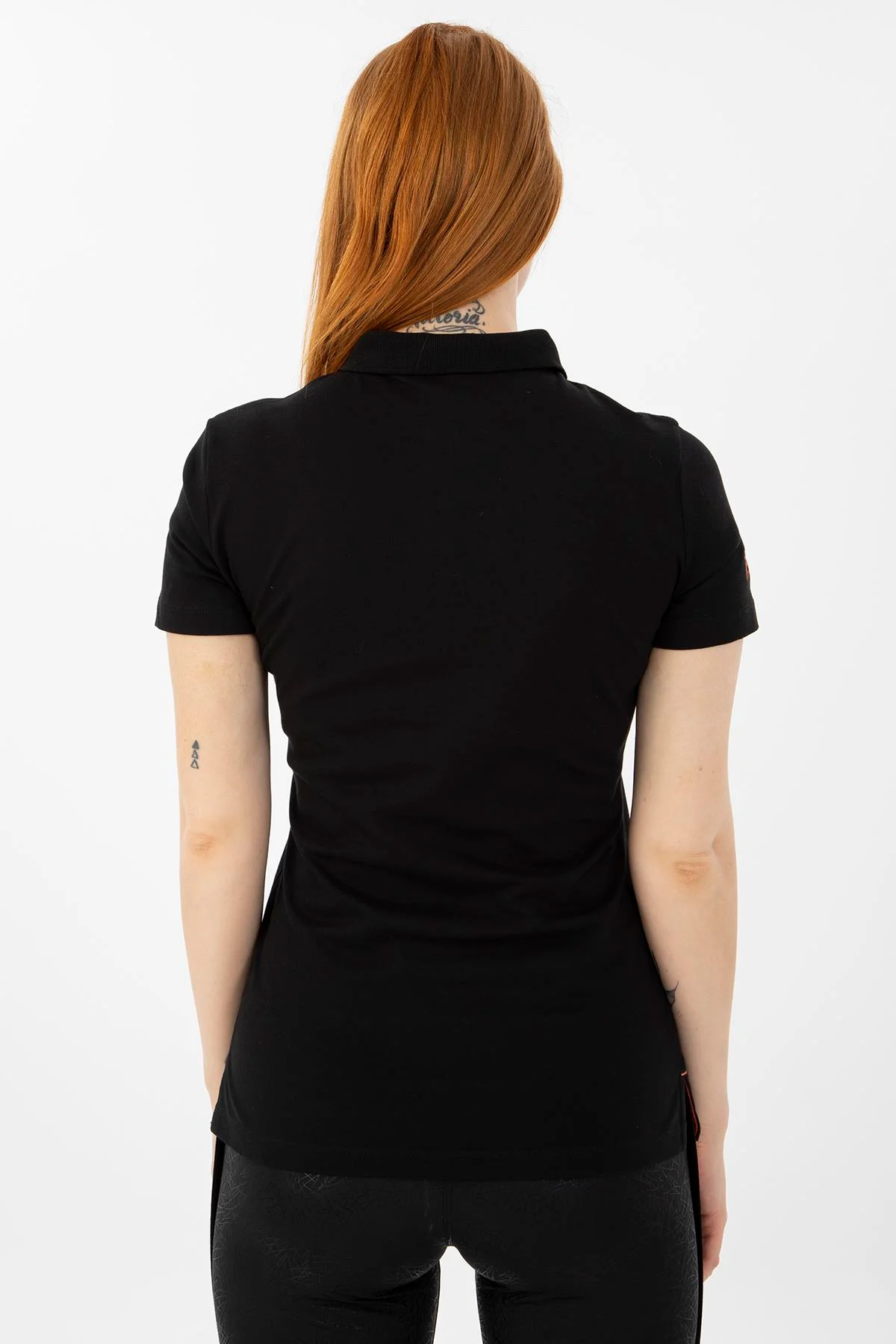 Maraton Regular Kadın Polo Yaka Siyah T-shirt - 3