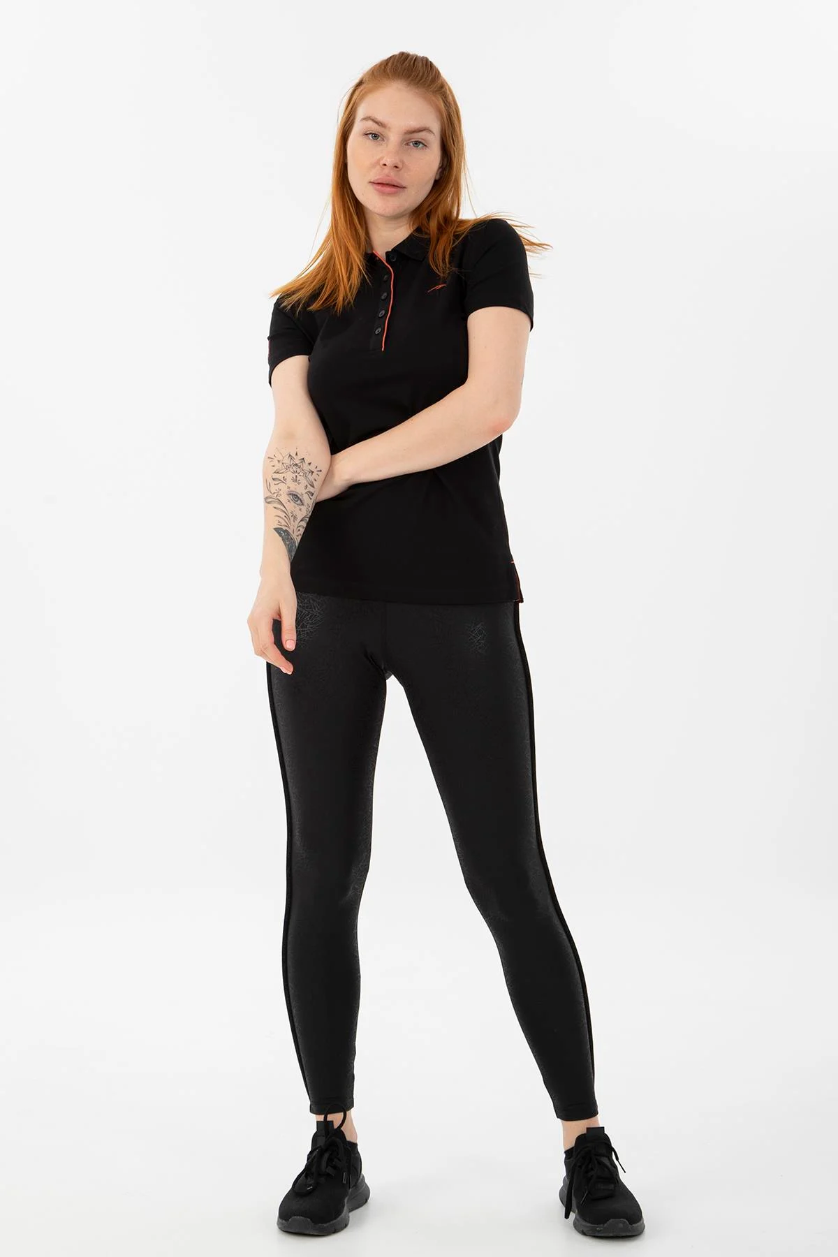 Maraton Regular Kadın Polo Yaka Siyah T-shirt - 6