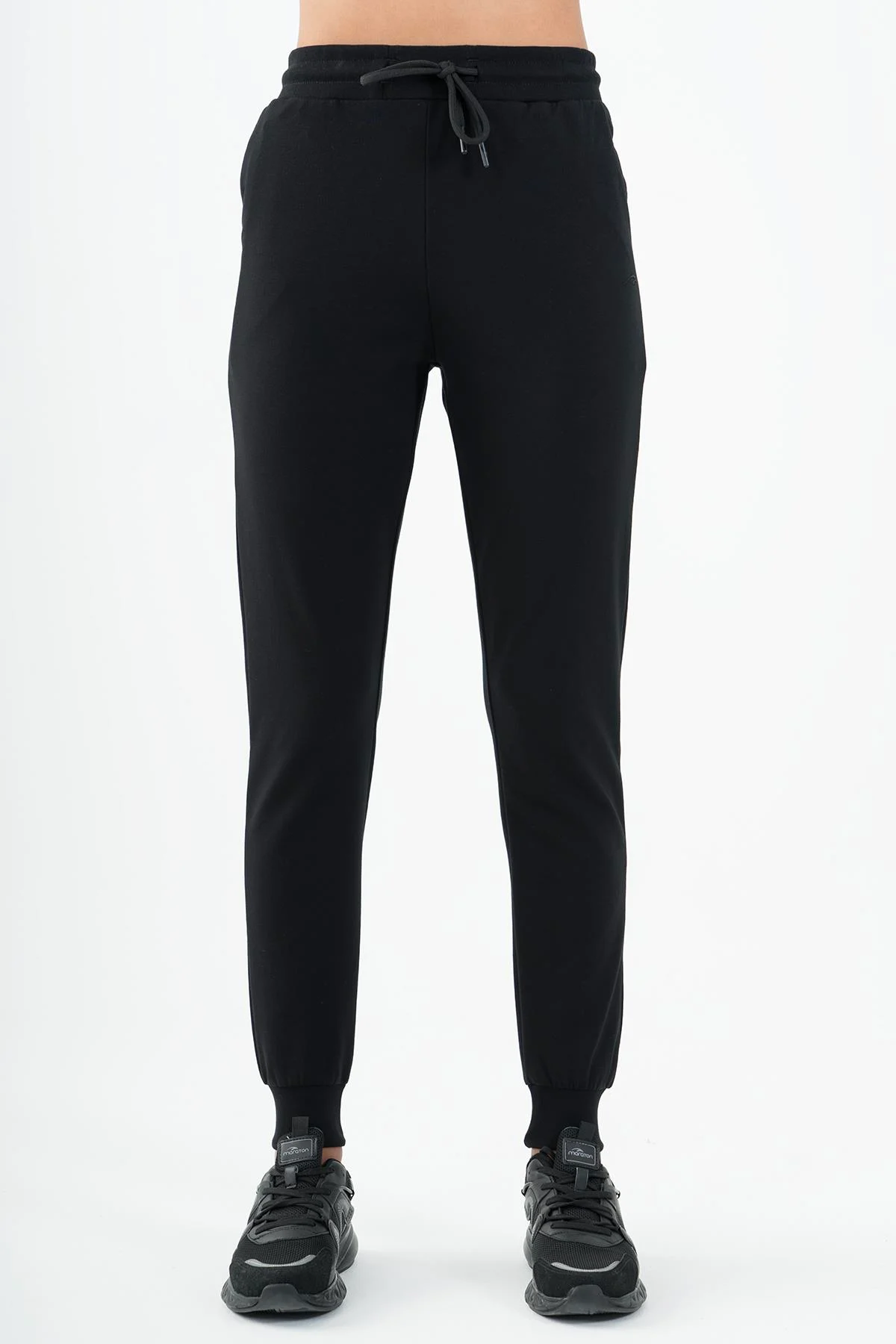 Maraton Regular Kadın Ribana Paça Siyah- Eşofman Altı