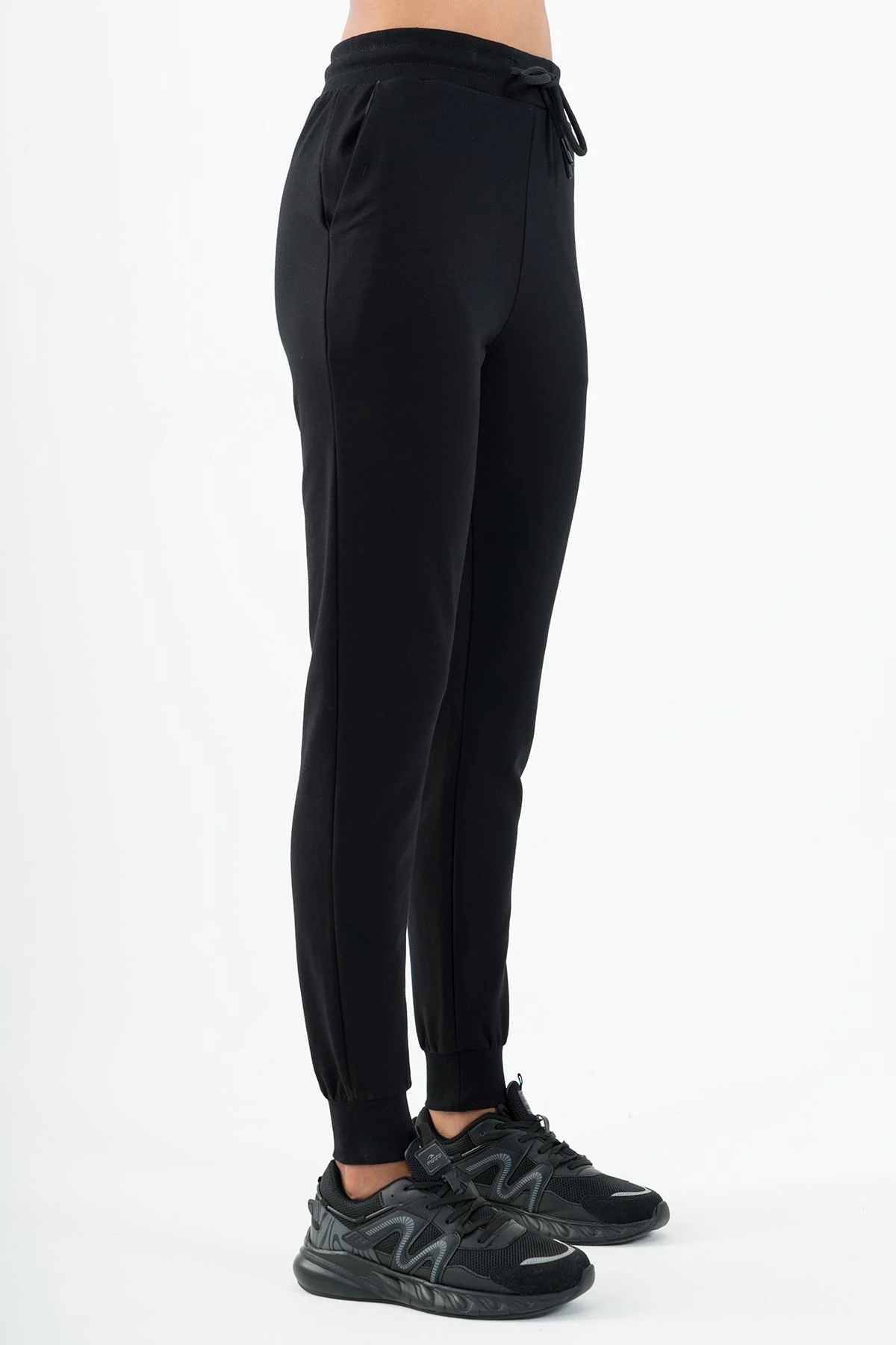 Maraton Regular Kadın Ribana Paça Siyah- Eşofman Altı - 4