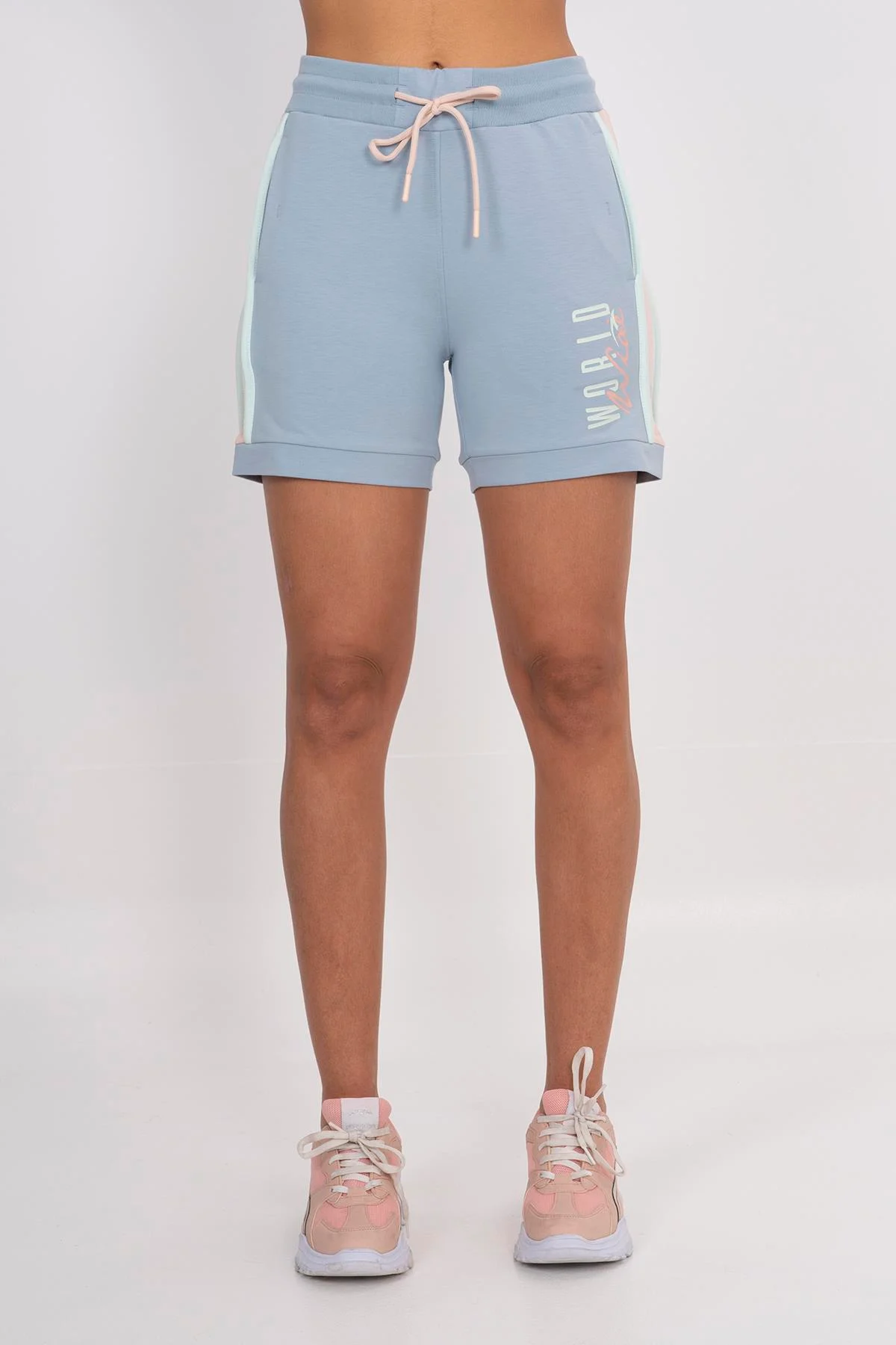 Maraton Regular Kadın Sisli Mavi Şort