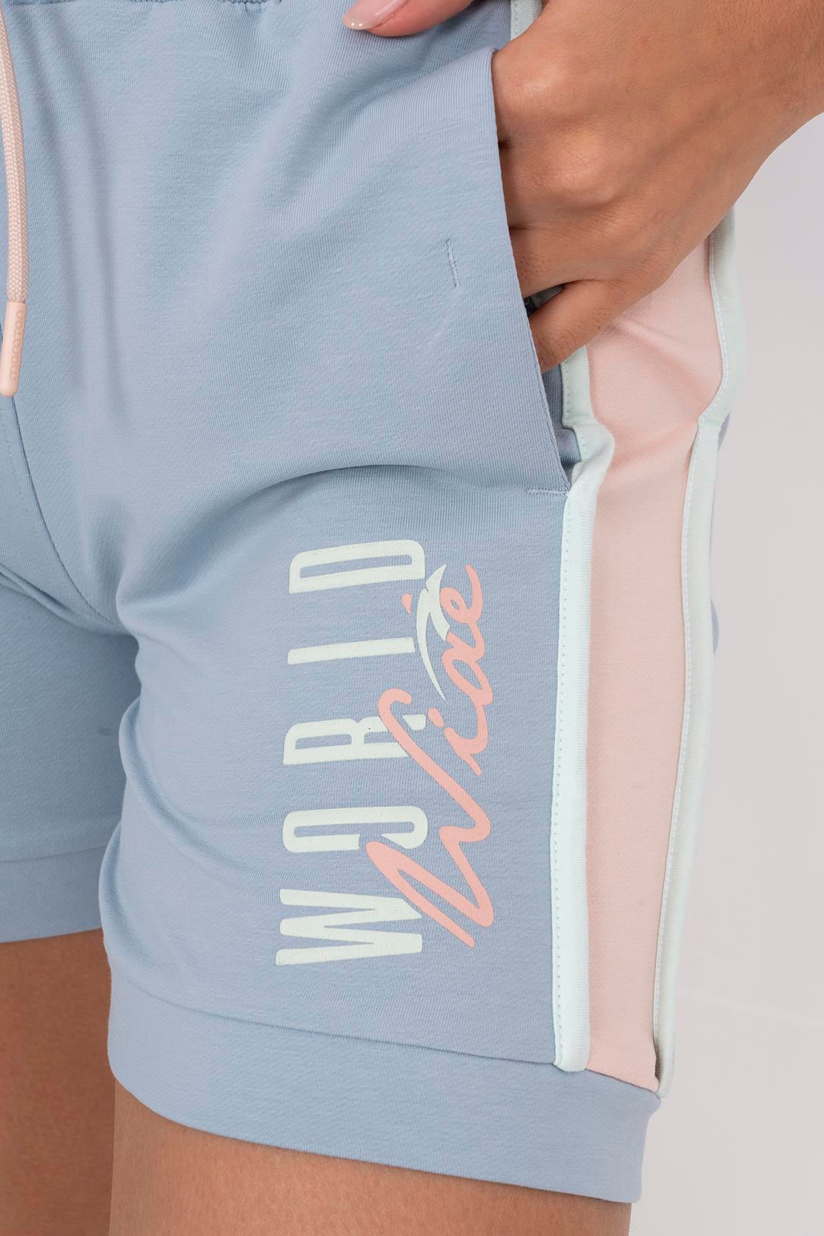 Maraton Regular Kadın Sisli Mavi Şort - 6