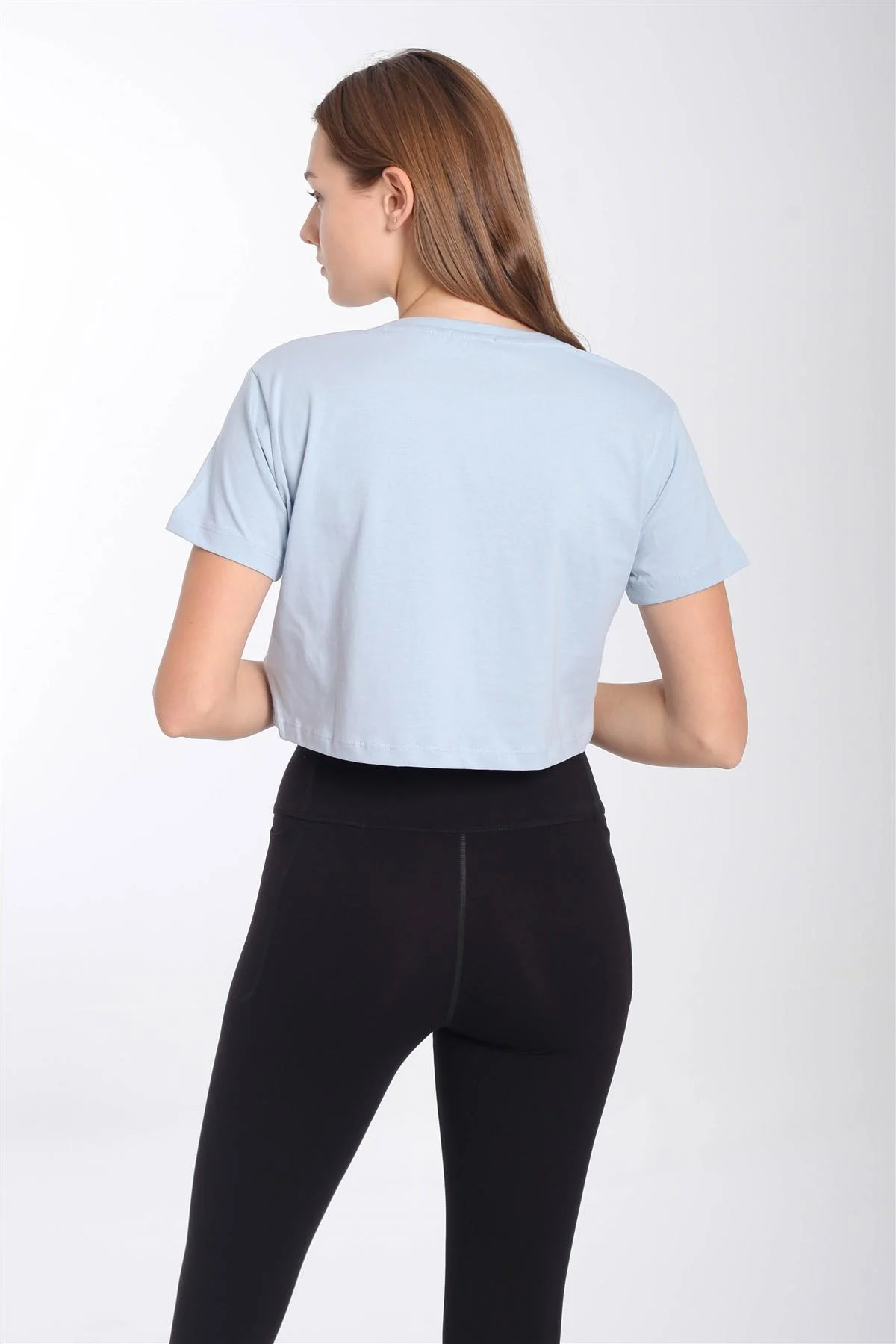 Maraton Regular Kadın V Yaka Mavi Crop Top - 3