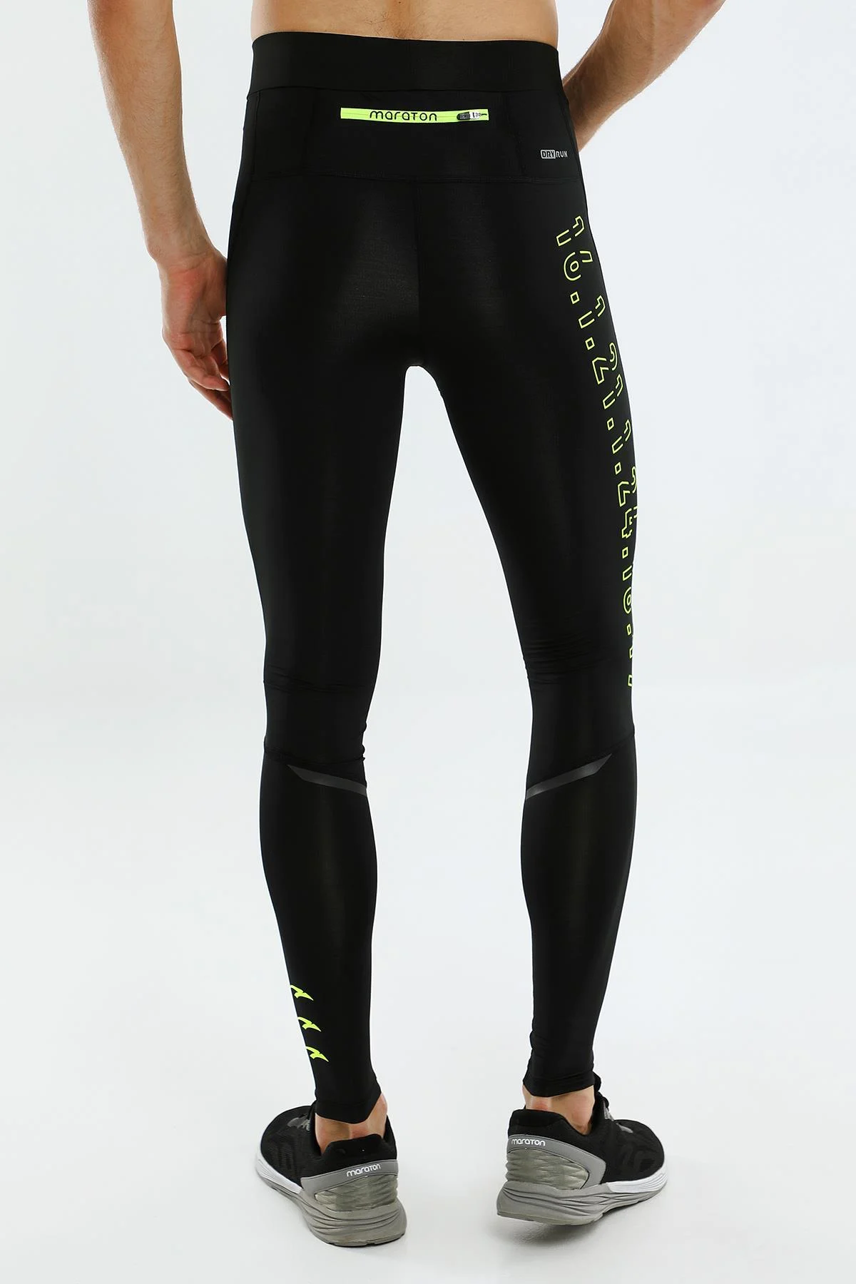 Maraton Running Erkek Siyah-Neonsarı Tayt - 3