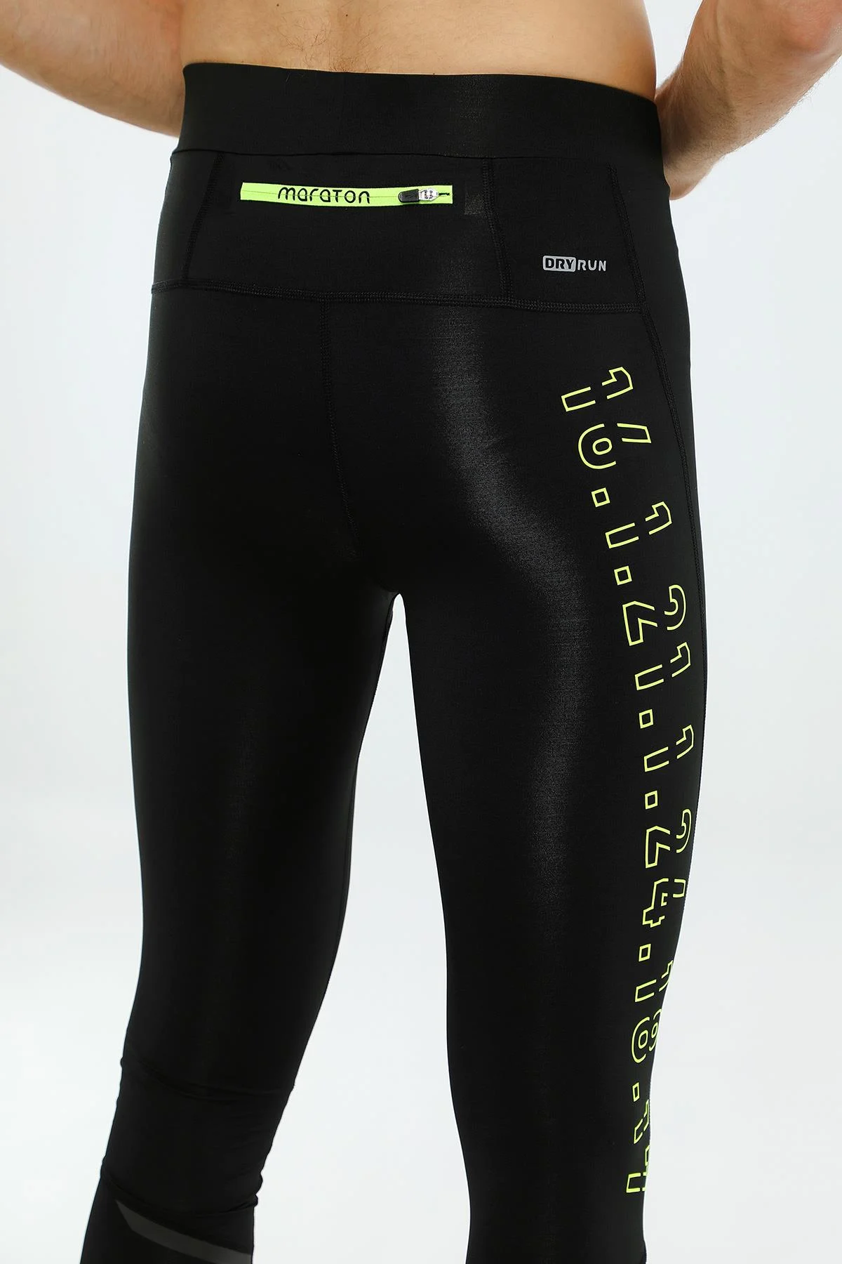Maraton Running Erkek Siyah-Neonsarı Tayt - 4