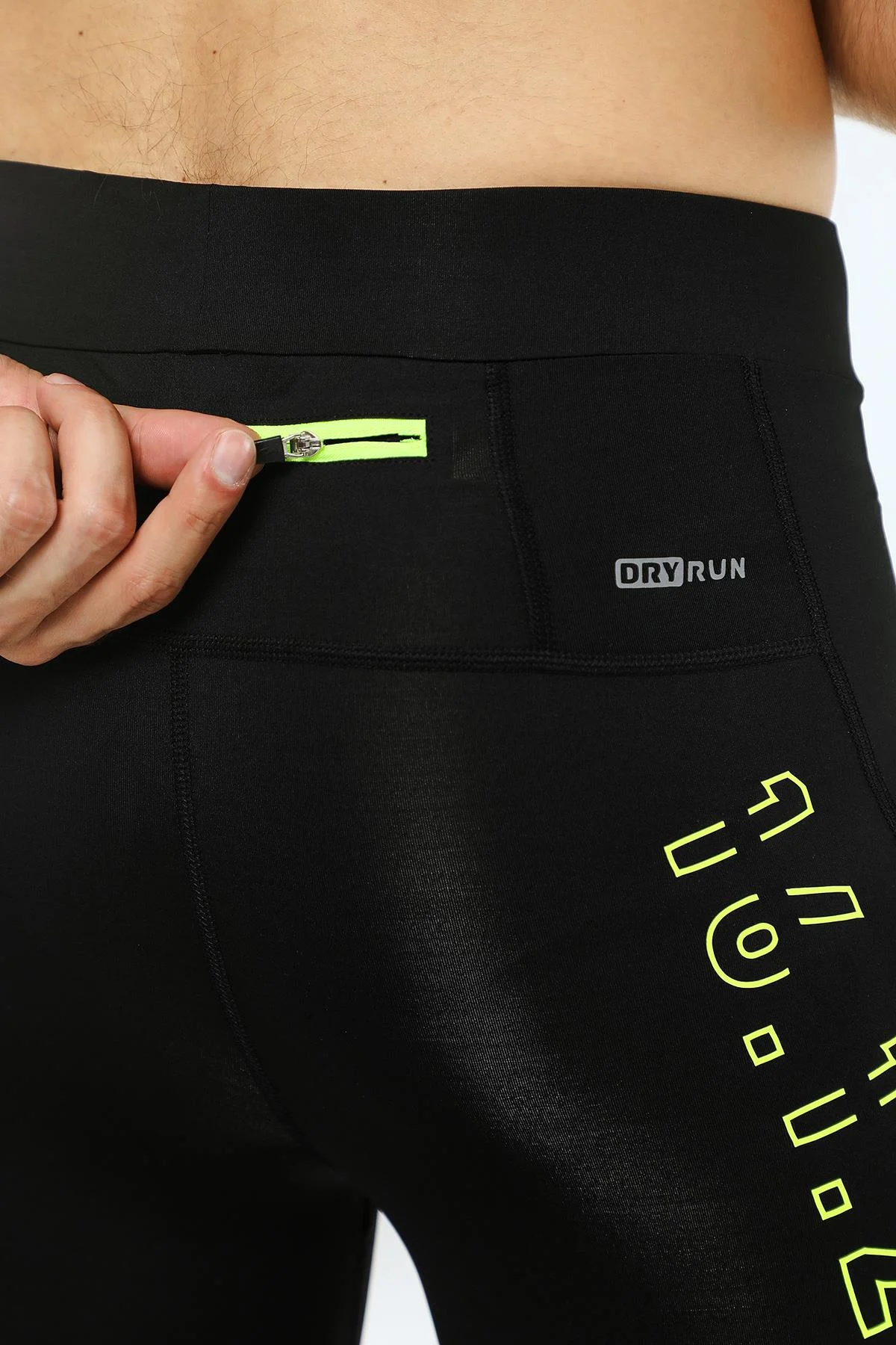 Maraton Running Erkek Siyah-Neonsarı Tayt - 5