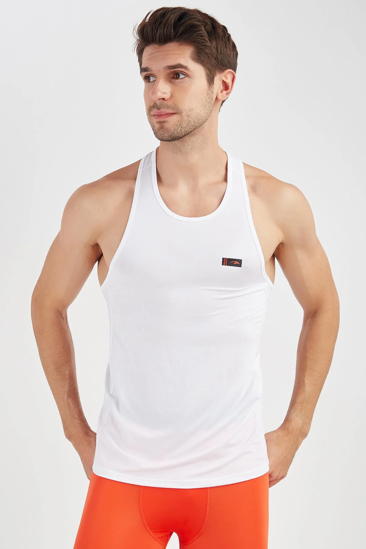 Maraton SlimFit Erkek Bisiklet Yaka Beyaz Atlet