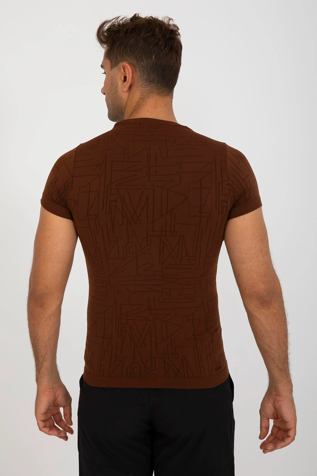 Maraton SlimFit Erkek Bisiklet Yaka Sepya T-shirt - 3