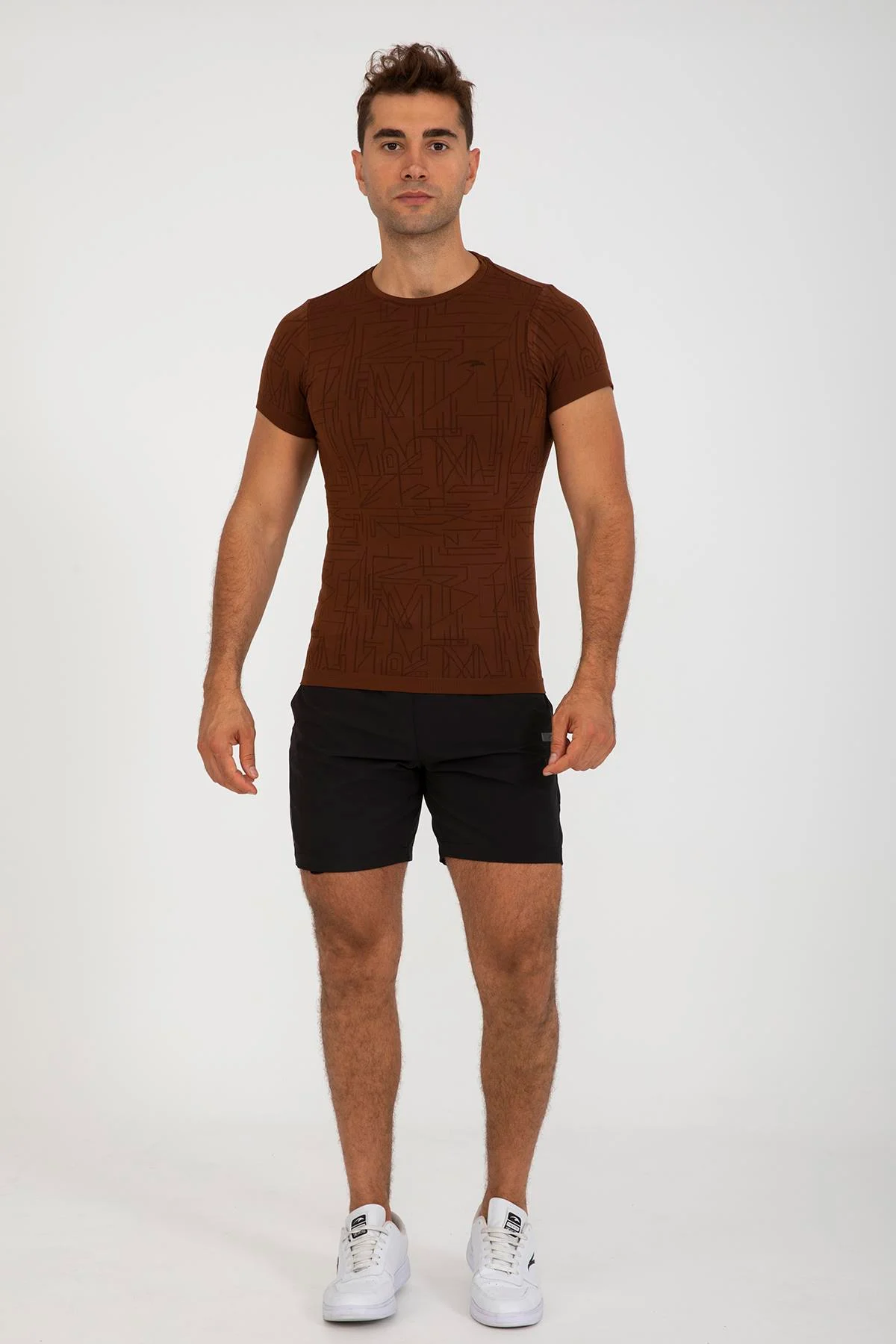 Maraton SlimFit Erkek Bisiklet Yaka Sepya T-shirt - 5