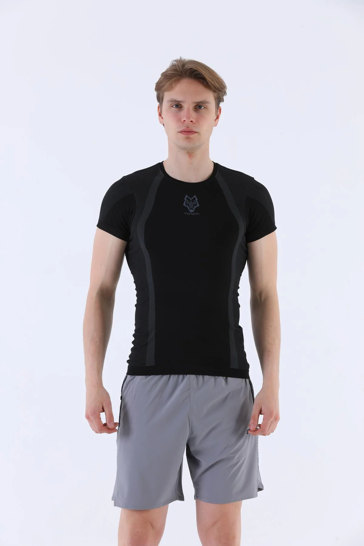 Maraton SlimFit Erkek Bisiklet Yaka Siyah- T-shirt