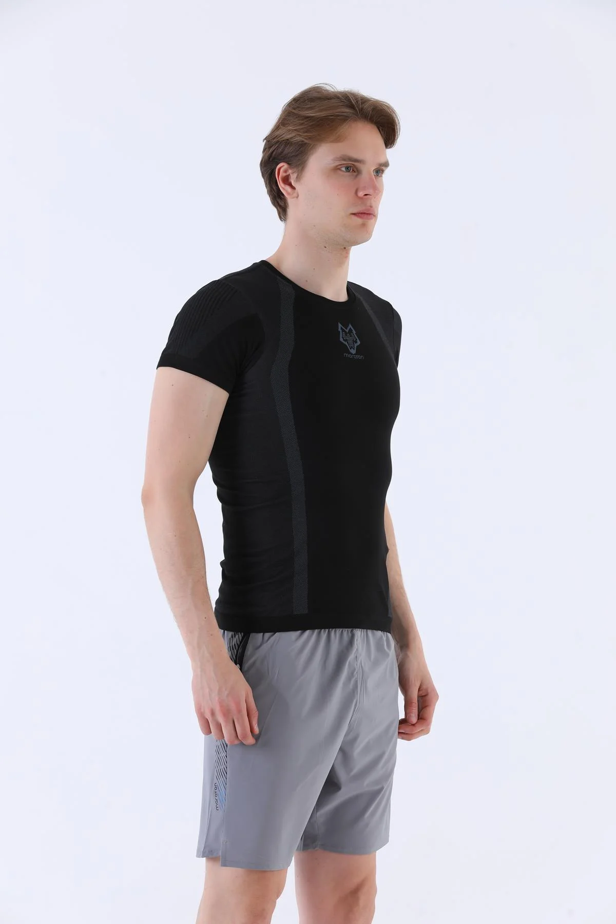 Maraton SlimFit Erkek Bisiklet Yaka Siyah- T-shirt - 4