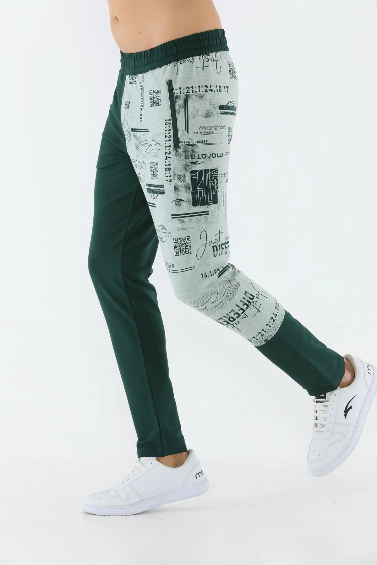 Maraton SlimFit Erkek Dar Paça Su Yeşili Eşofman Altı - 5