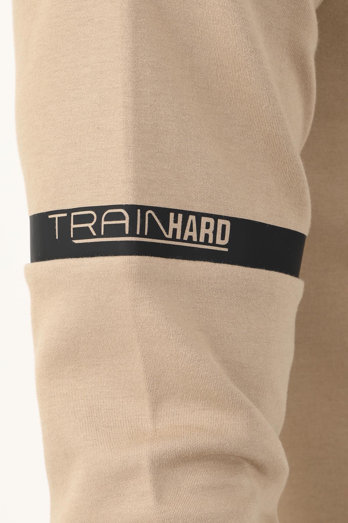 Maraton SlimFit Erkek Kapüşonlu Açık Vizon Eşofman Üstü - 9