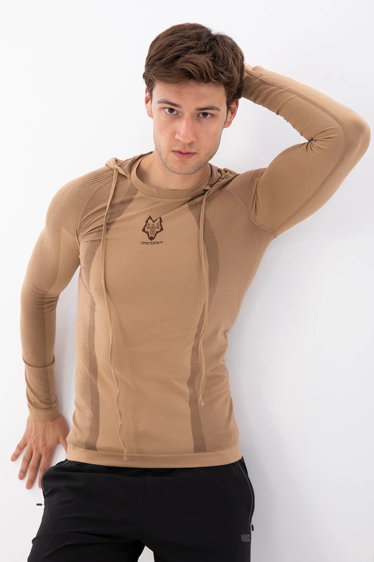 Maraton SlimFit Erkek Kapüşonlu BEJ Sweatshirt - 4
