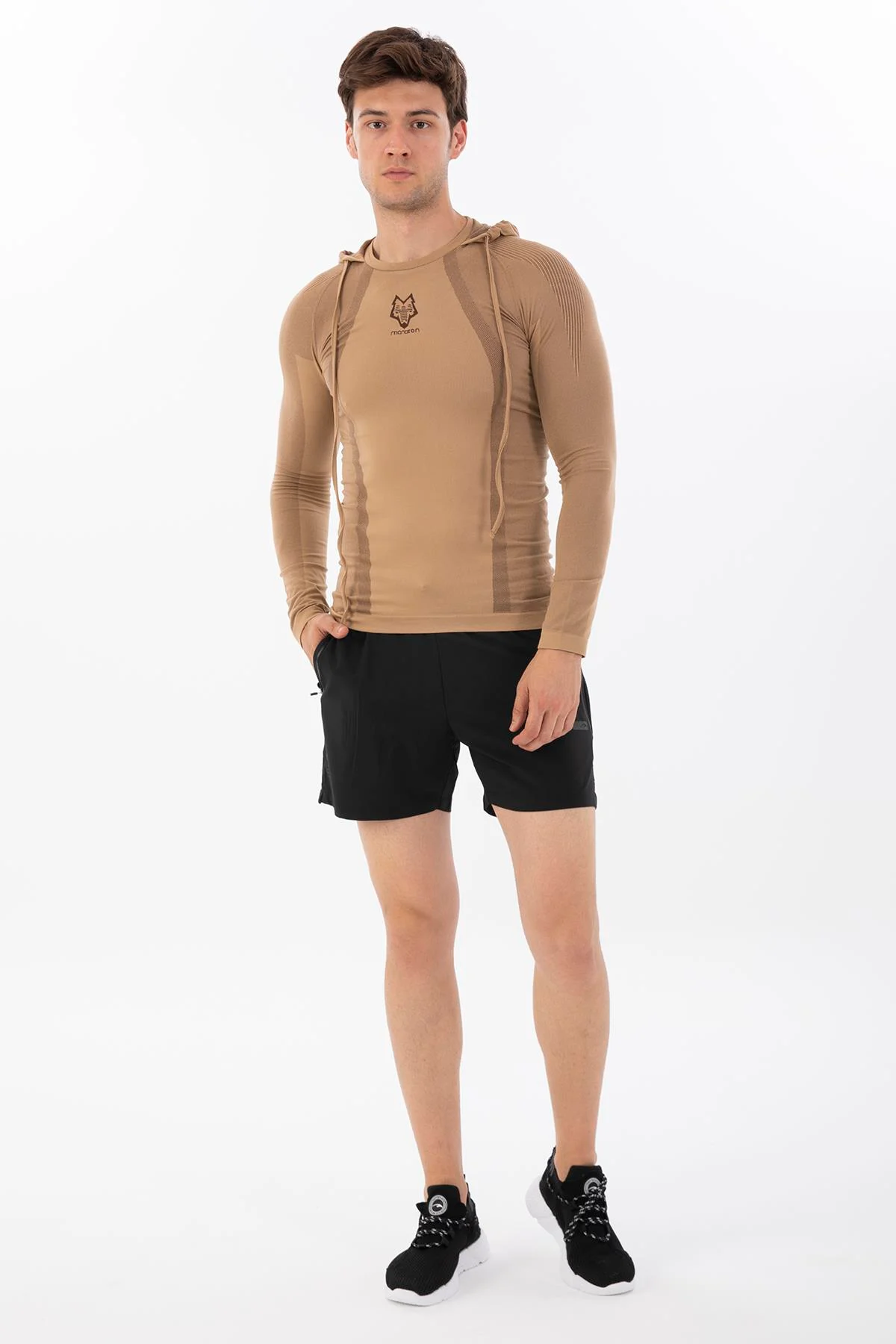 Maraton SlimFit Erkek Kapüşonlu BEJ Sweatshirt - 6
