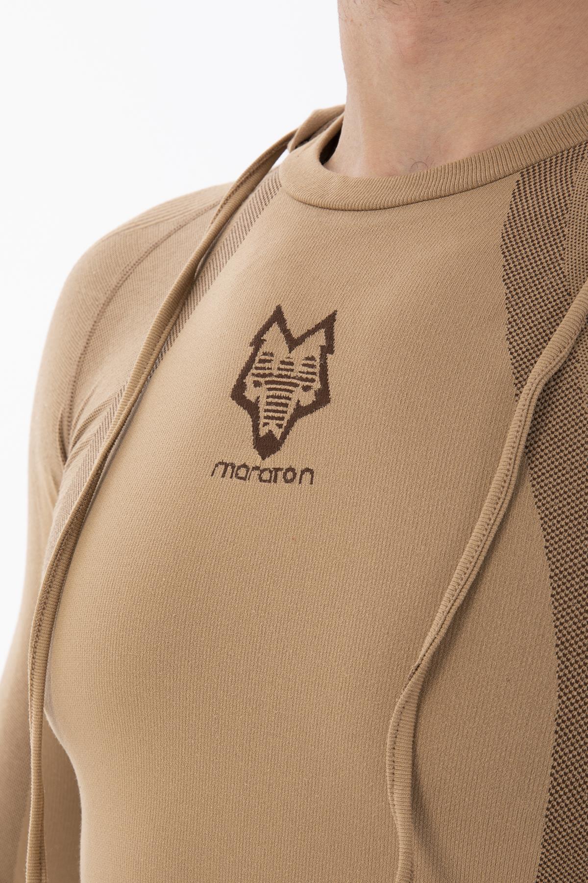 Maraton SlimFit Erkek Kapüşonlu BEJ Sweatshirt - 7