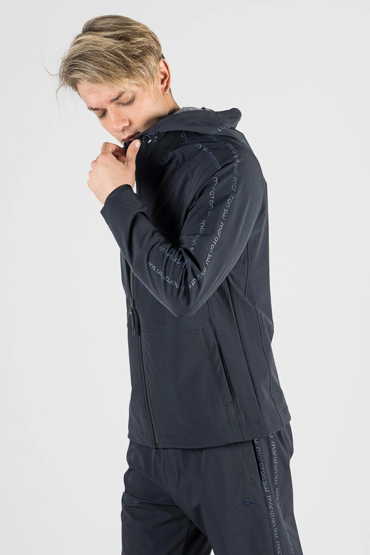 Maraton SlimFit Erkek Kapüşonlu Lacivert Ceket - 4