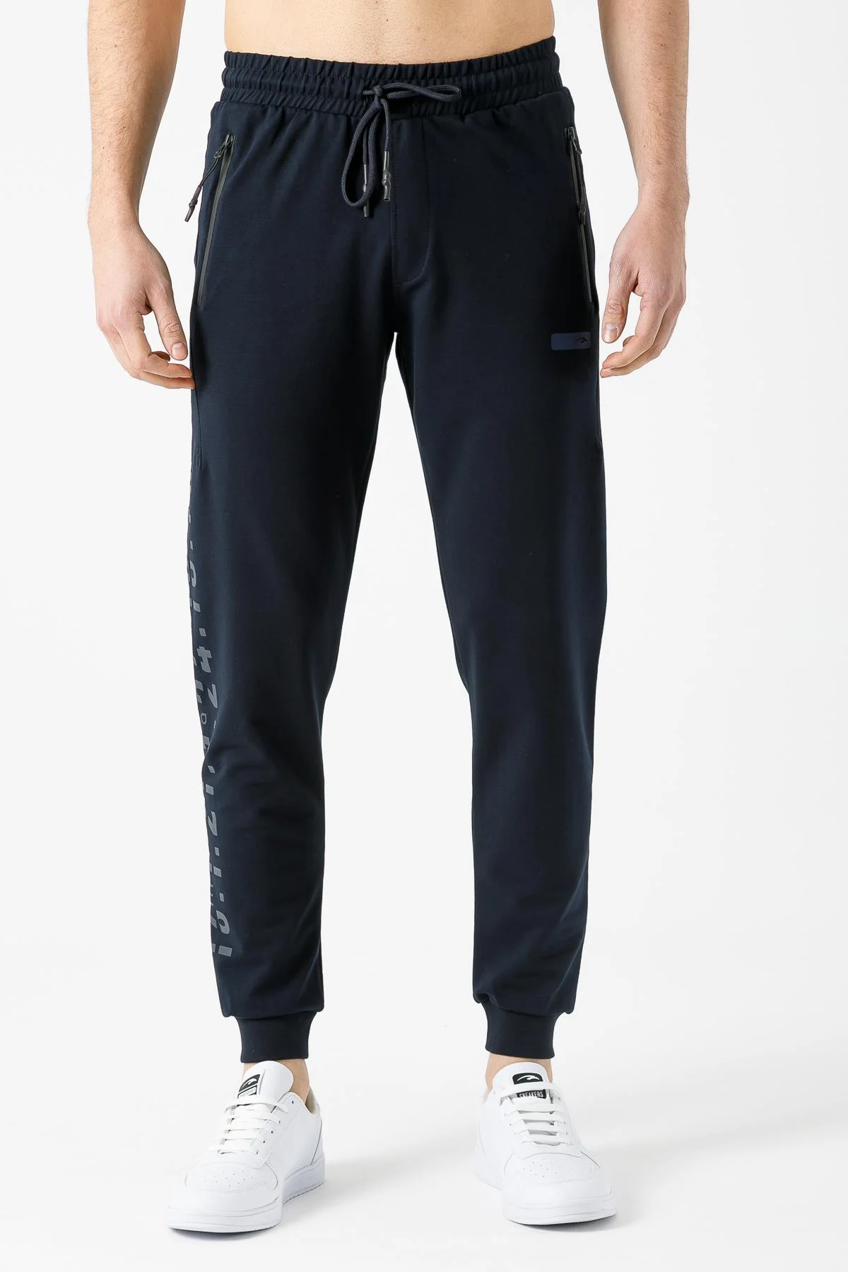 Maraton SlimFit Erkek Ribana Paça Lacivert Eşofman Altı