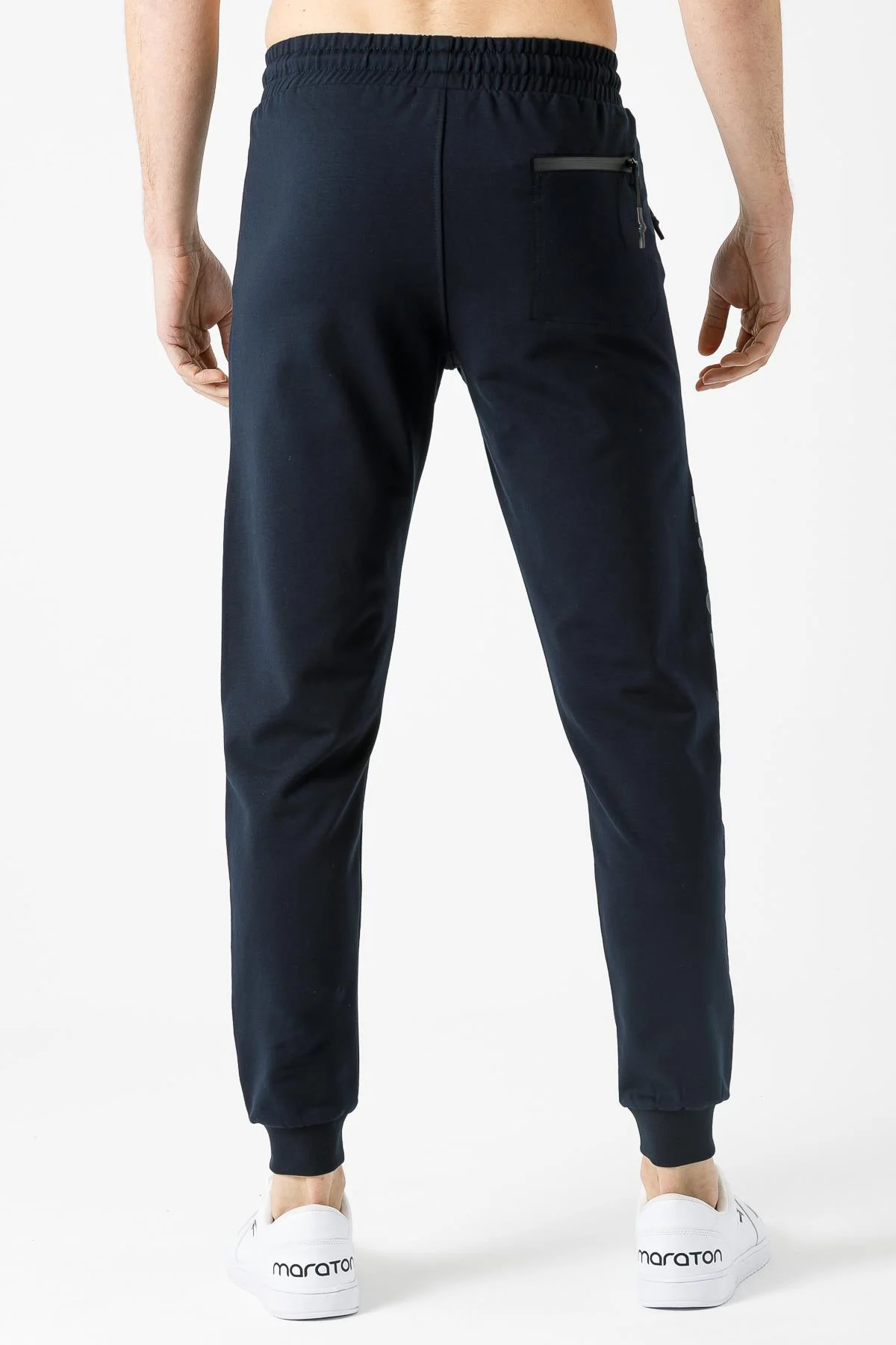 Maraton SlimFit Erkek Ribana Paça Lacivert Eşofman Altı - 3