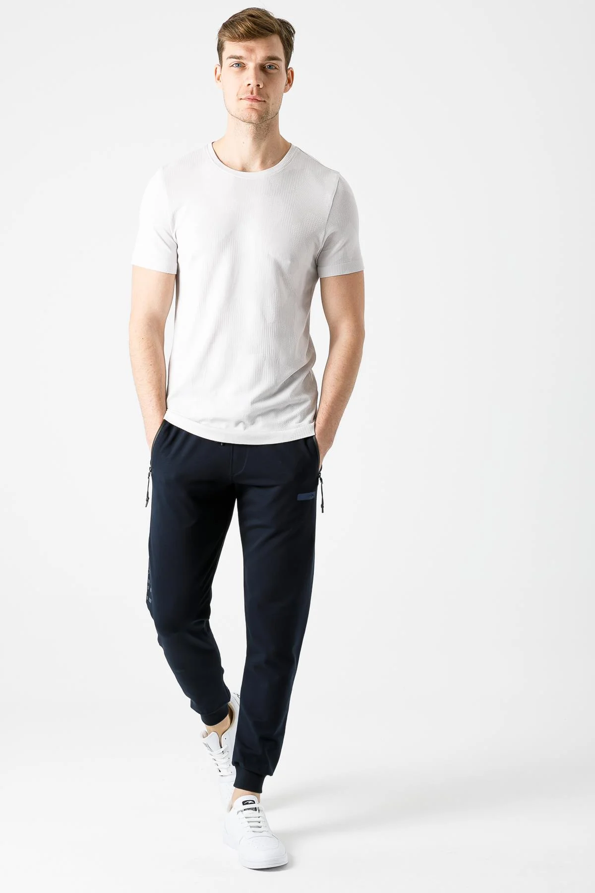 Maraton SlimFit Erkek Ribana Paça Lacivert Eşofman Altı - 5