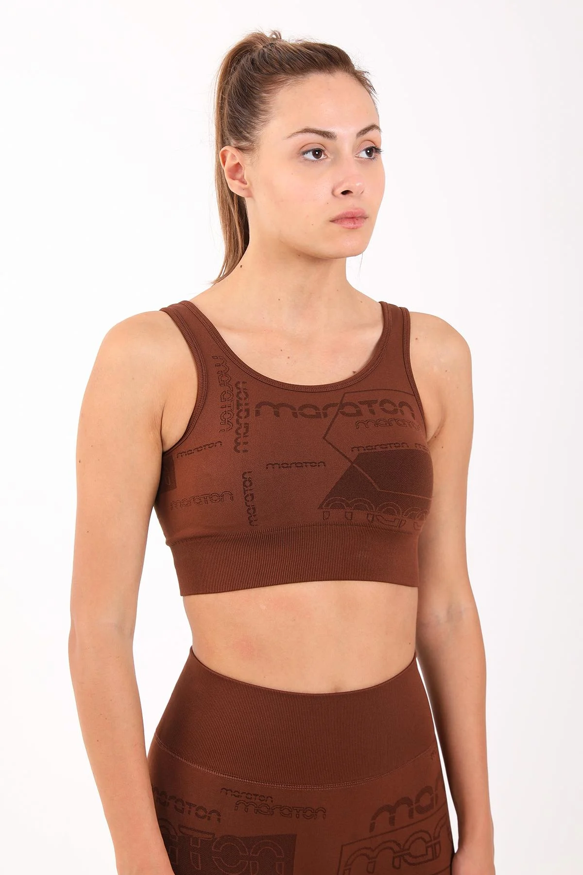 Maraton SlimFit Kadın Atlet Yaka Sepya Bra - 4