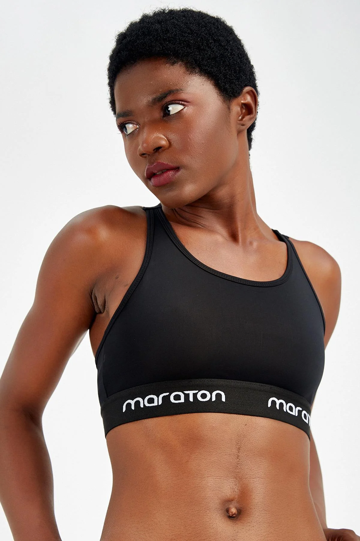 Maraton SlimFit Kadın Atlet Yaka Siyah Bra