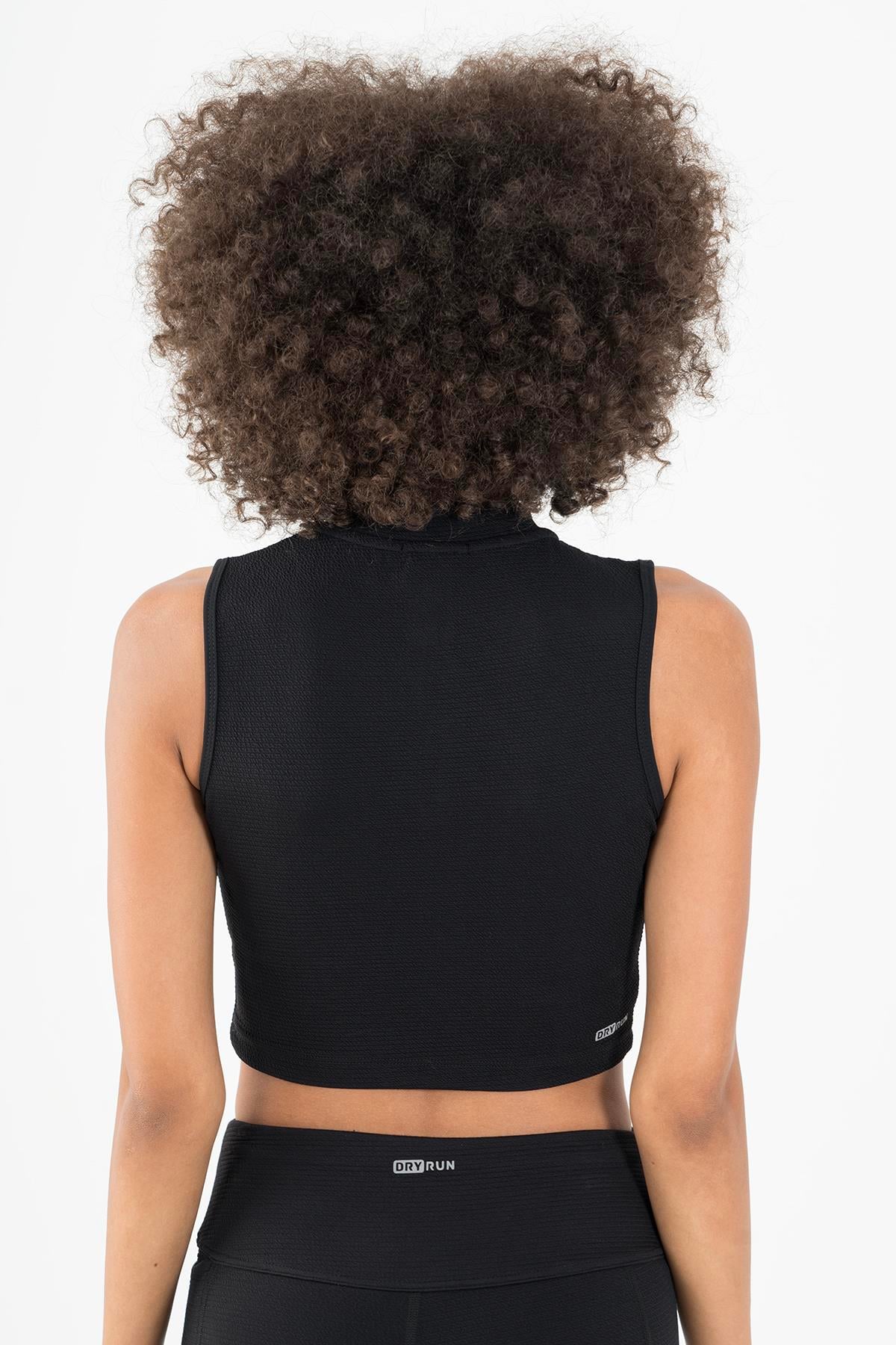 Maraton SlimFit Kadın Balıkçı Yaka Siyah- Crop Top - 3