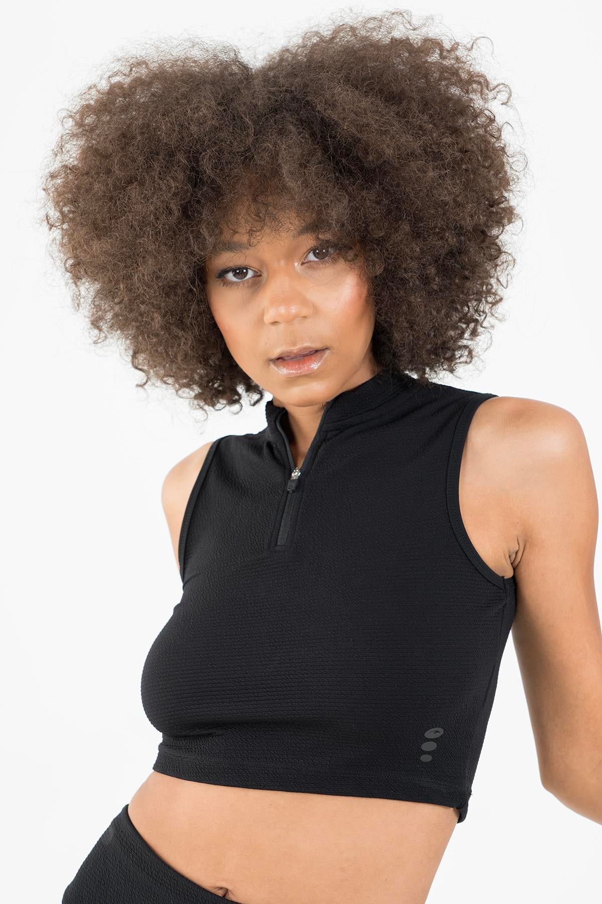 Maraton SlimFit Kadın Balıkçı Yaka Siyah- Crop Top - 4