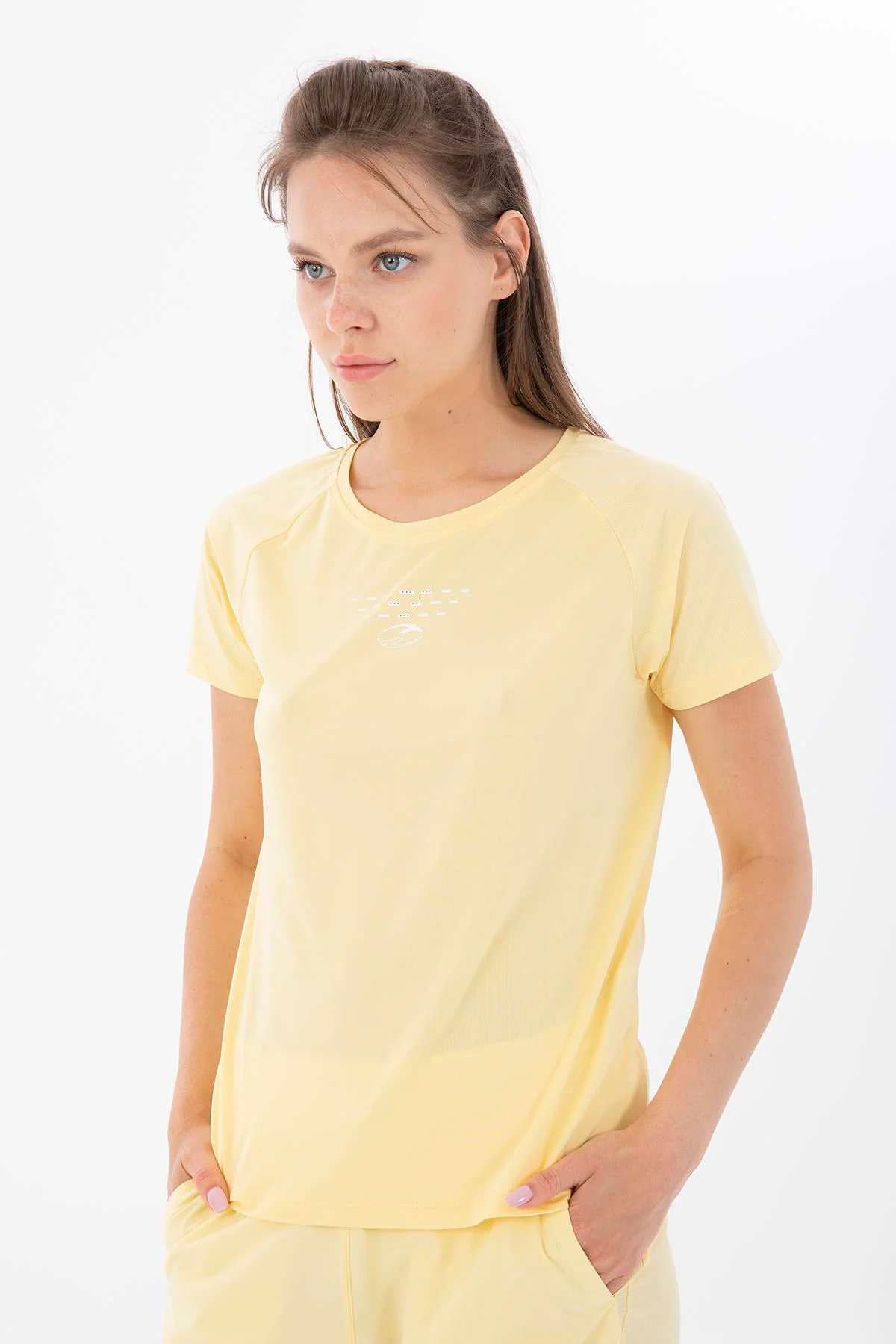 Maraton SlimFit Kadın Bisiklet Yaka Açık Sarı T-shirt - 4