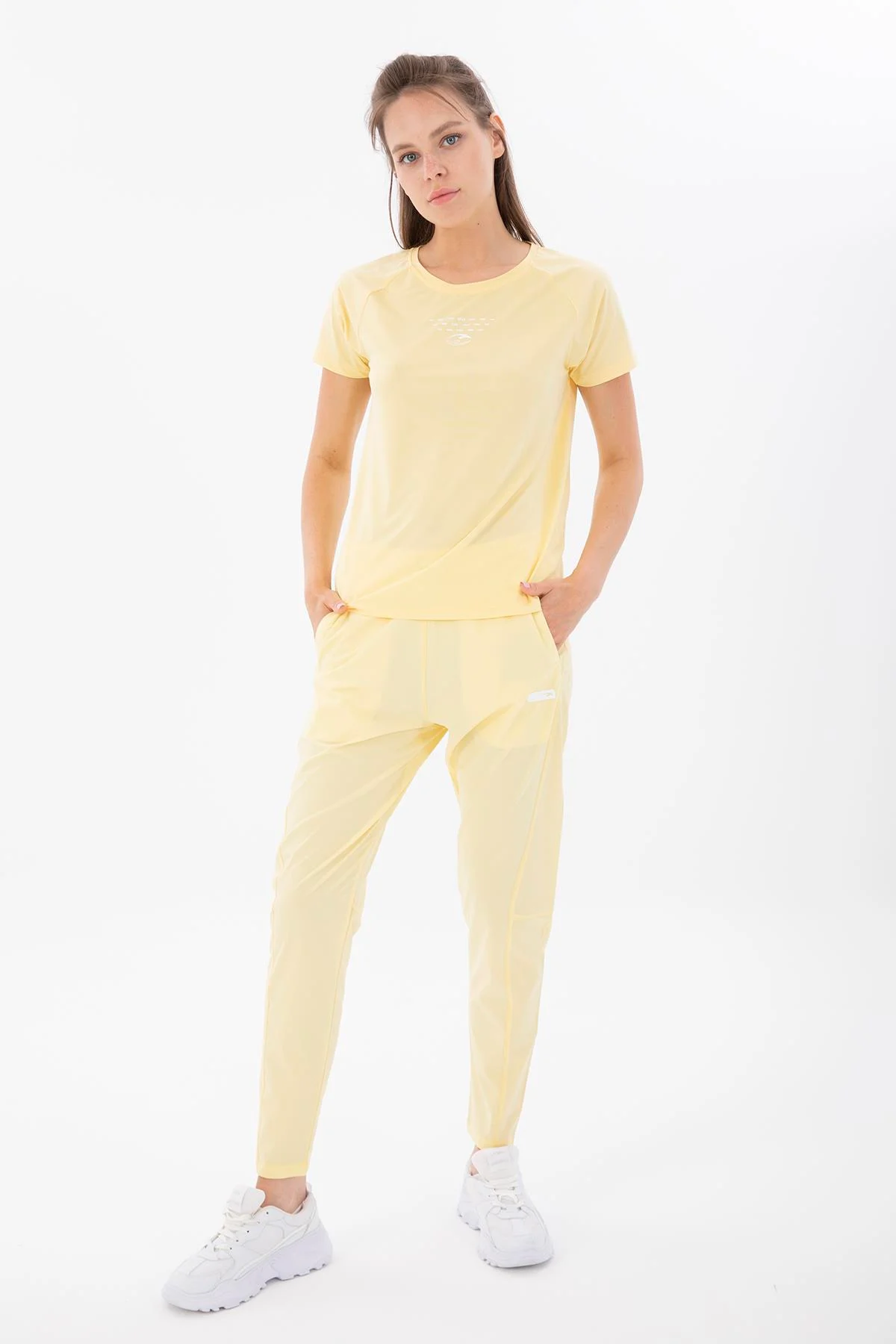 Maraton SlimFit Kadın Bisiklet Yaka Açık Sarı T-shirt - 5