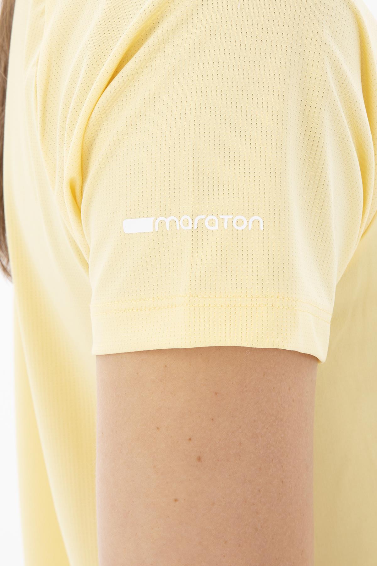 Maraton SlimFit Kadın Bisiklet Yaka Açık Sarı T-shirt - 6