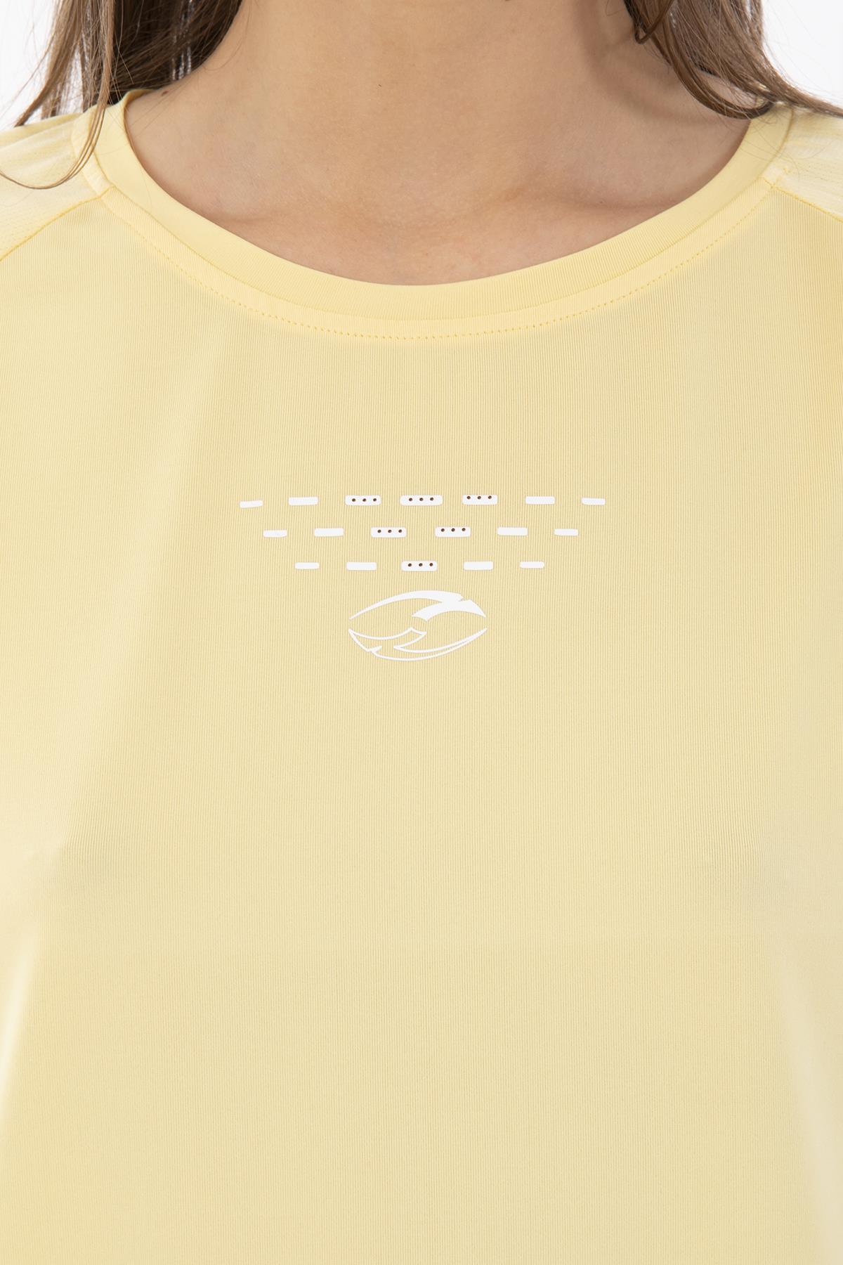 Maraton SlimFit Kadın Bisiklet Yaka Açık Sarı T-shirt - 8