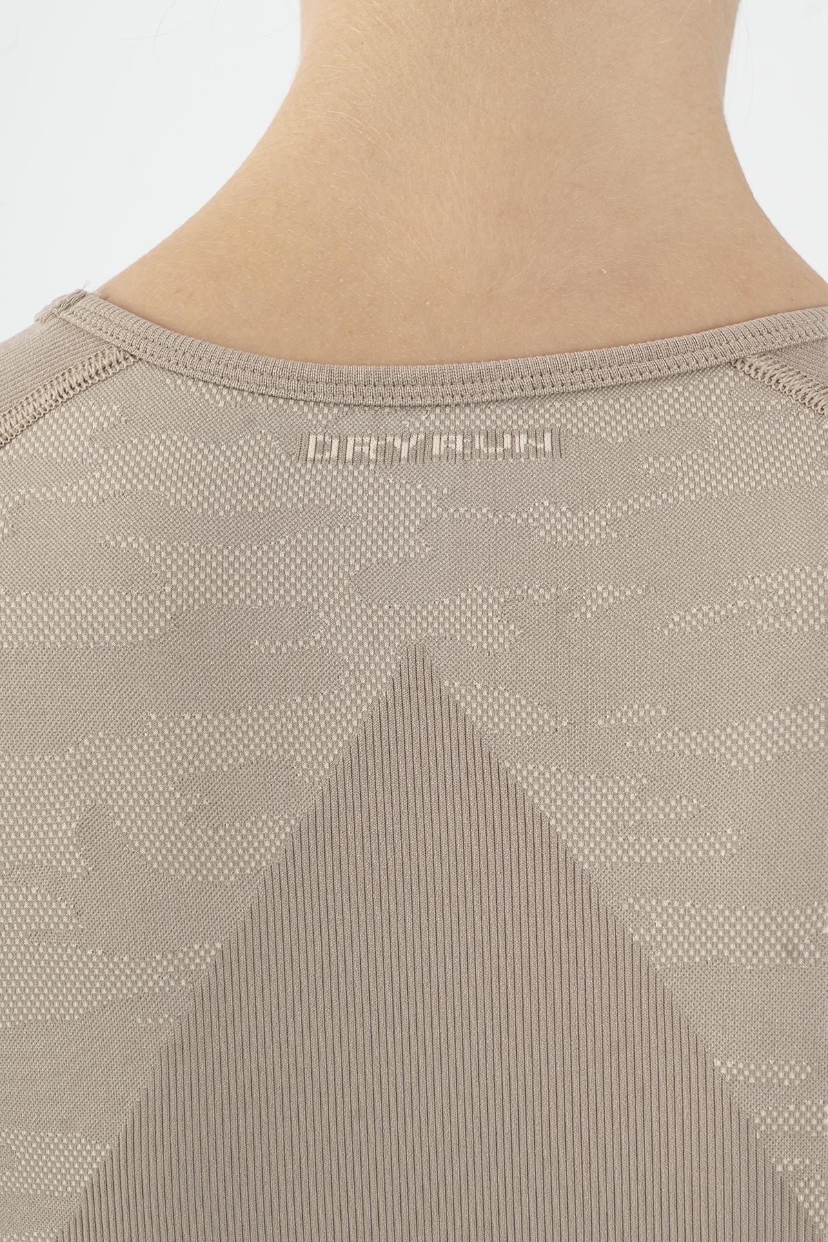 Maraton SlimFit Kadın Bisiklet Yaka Açık Vizon Crop Top - 6