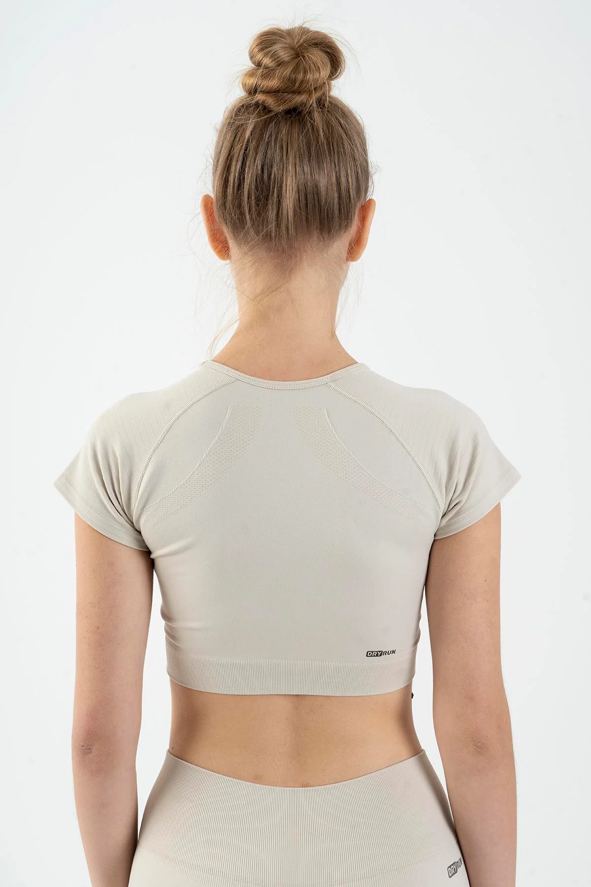 Maraton SlimFit Kadın Bisiklet Yaka Bej- Crop Top - 3