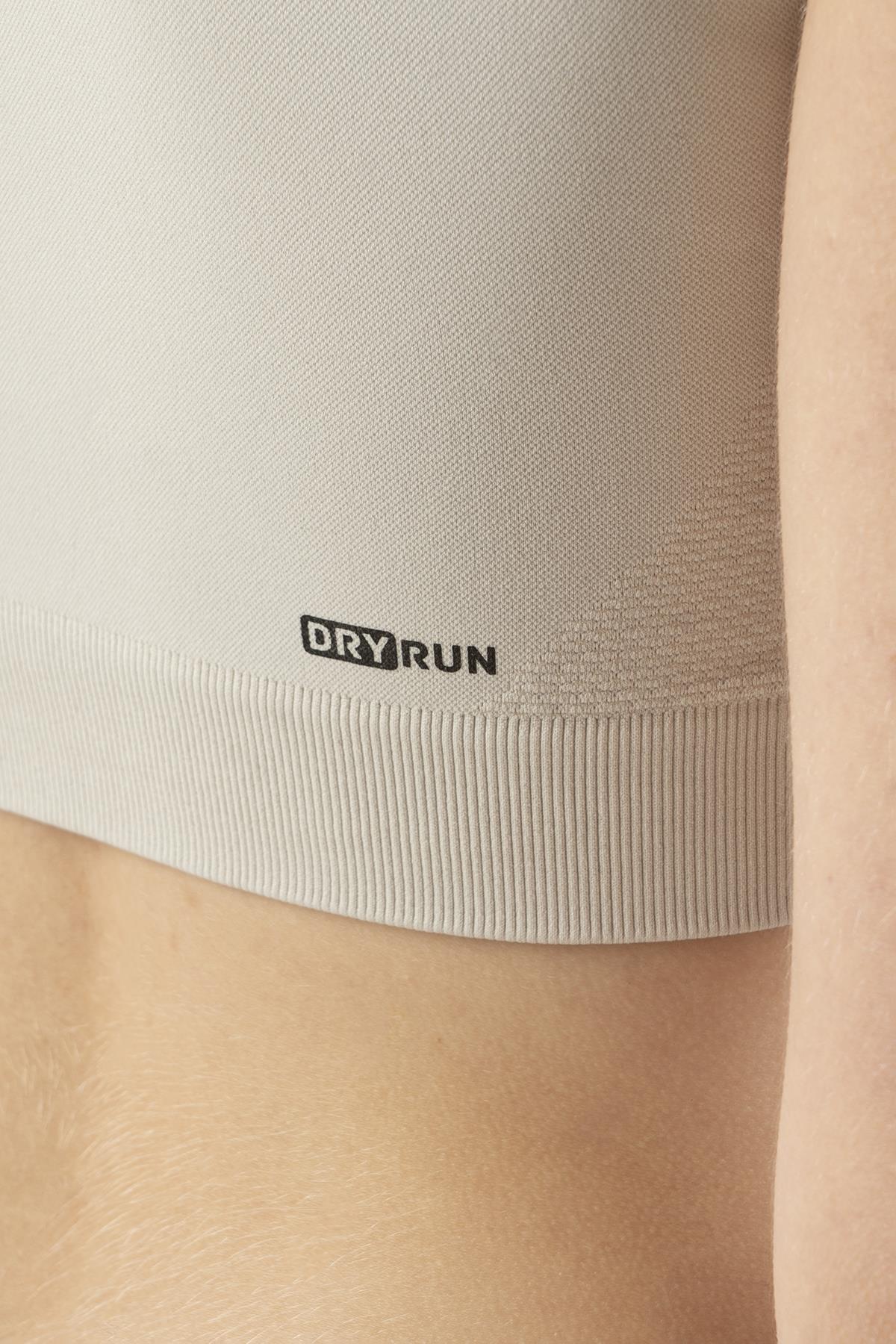 Maraton SlimFit Kadın Bisiklet Yaka Bej- Crop Top - 6