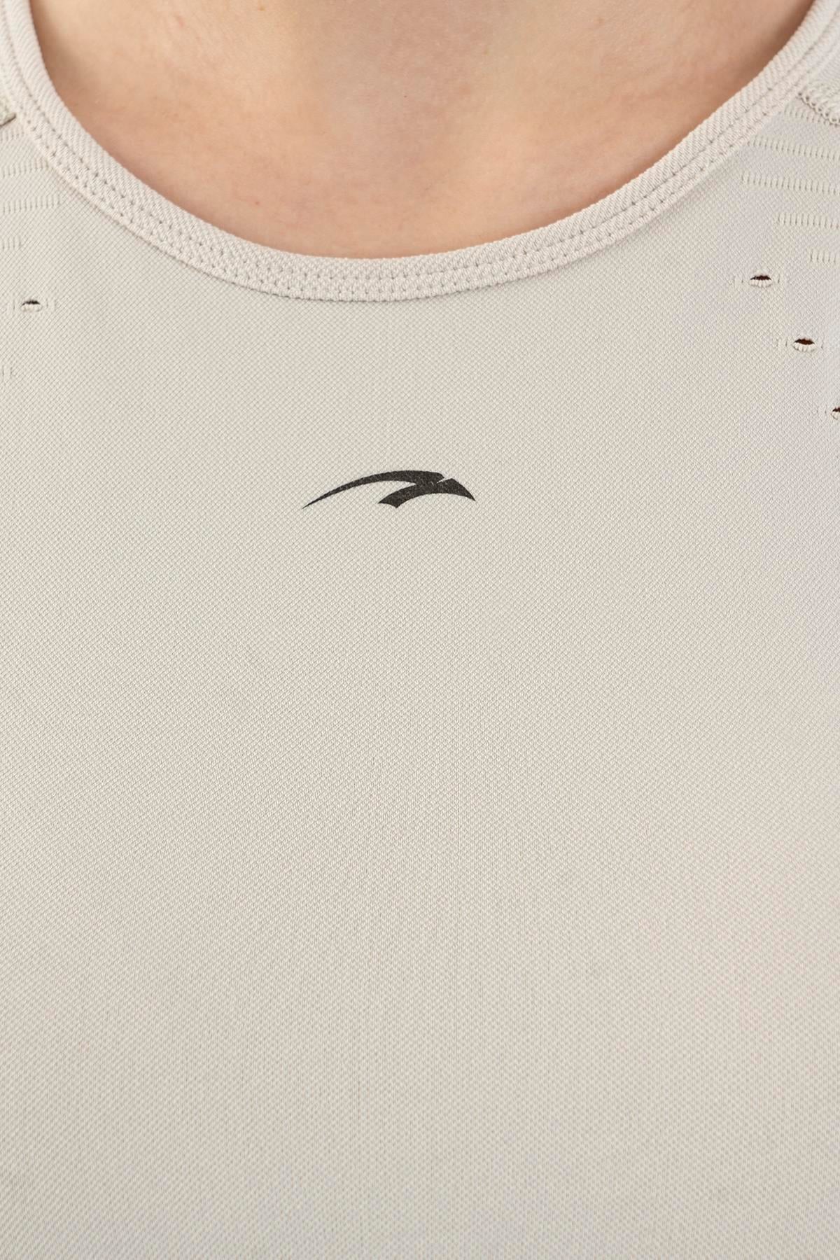 Maraton SlimFit Kadın Bisiklet Yaka Bej- Crop Top - 7