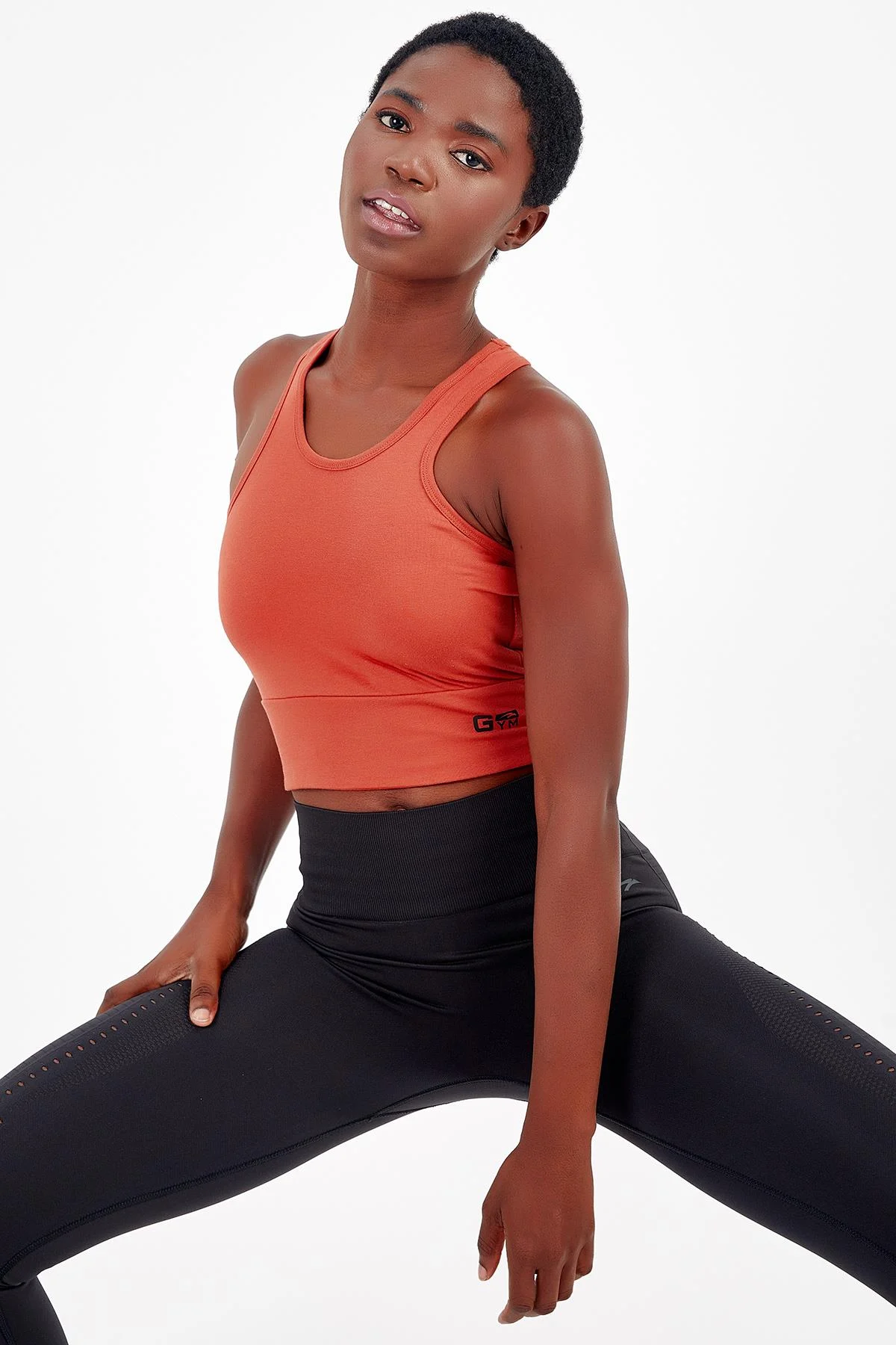 Maraton SlimFit Kadın Bisiklet Yaka Kiremit-Siyah Bra