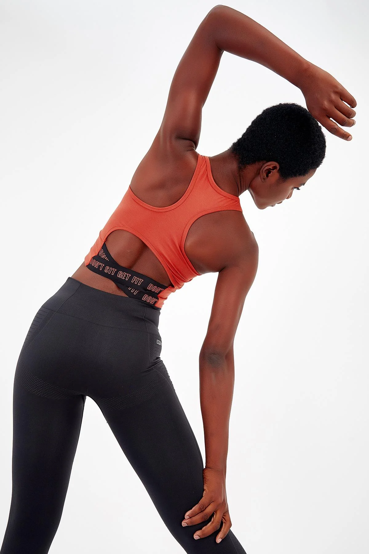 Maraton SlimFit Kadın Bisiklet Yaka Kiremit-Siyah Bra - 3