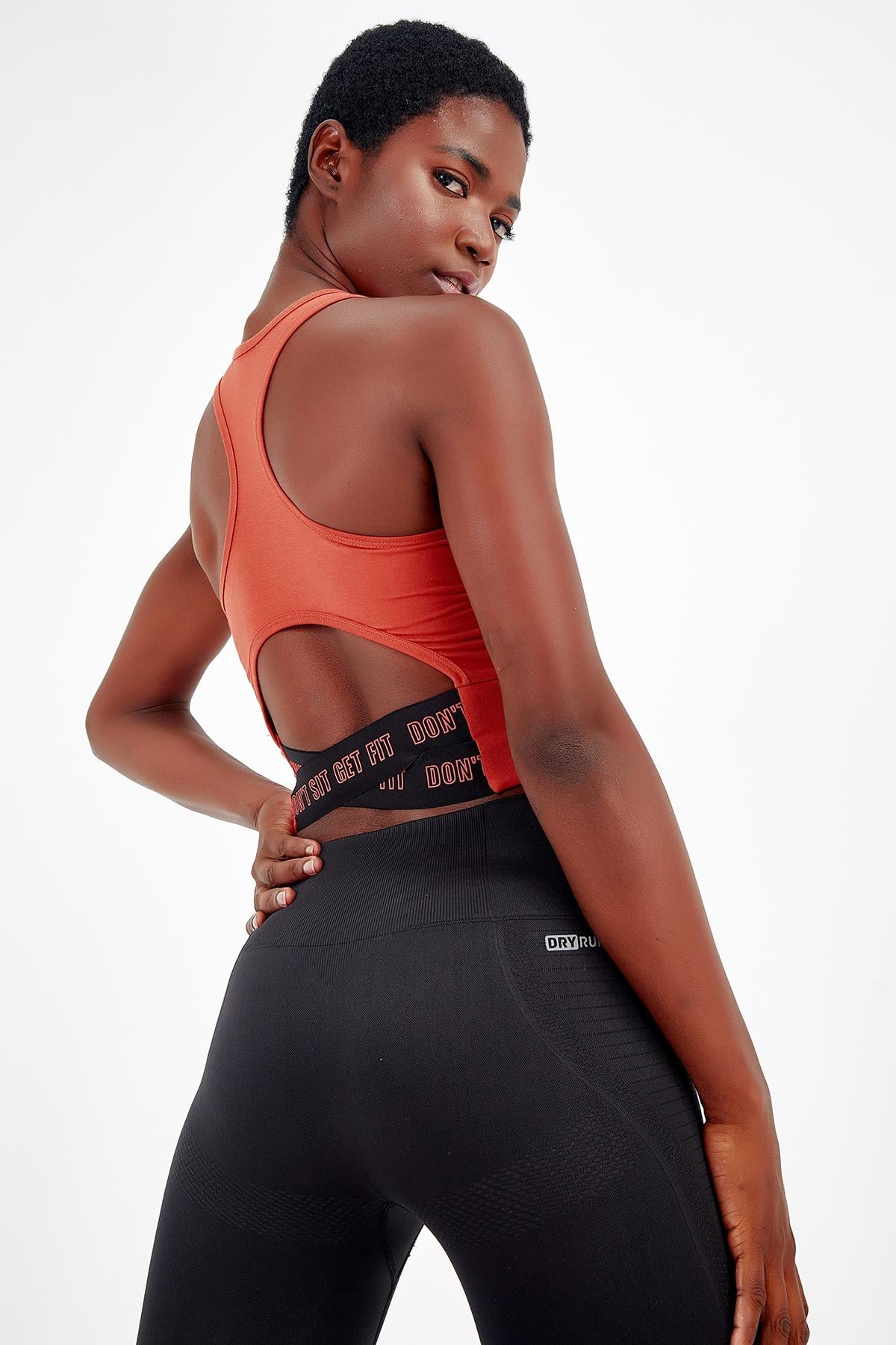 Maraton SlimFit Kadın Bisiklet Yaka Kiremit-Siyah Bra - 4