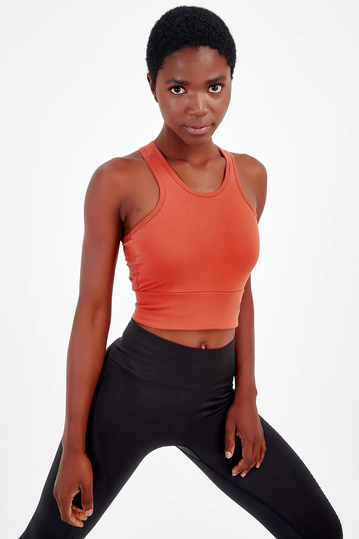 Maraton SlimFit Kadın Bisiklet Yaka Kiremit-Siyah Bra - 5